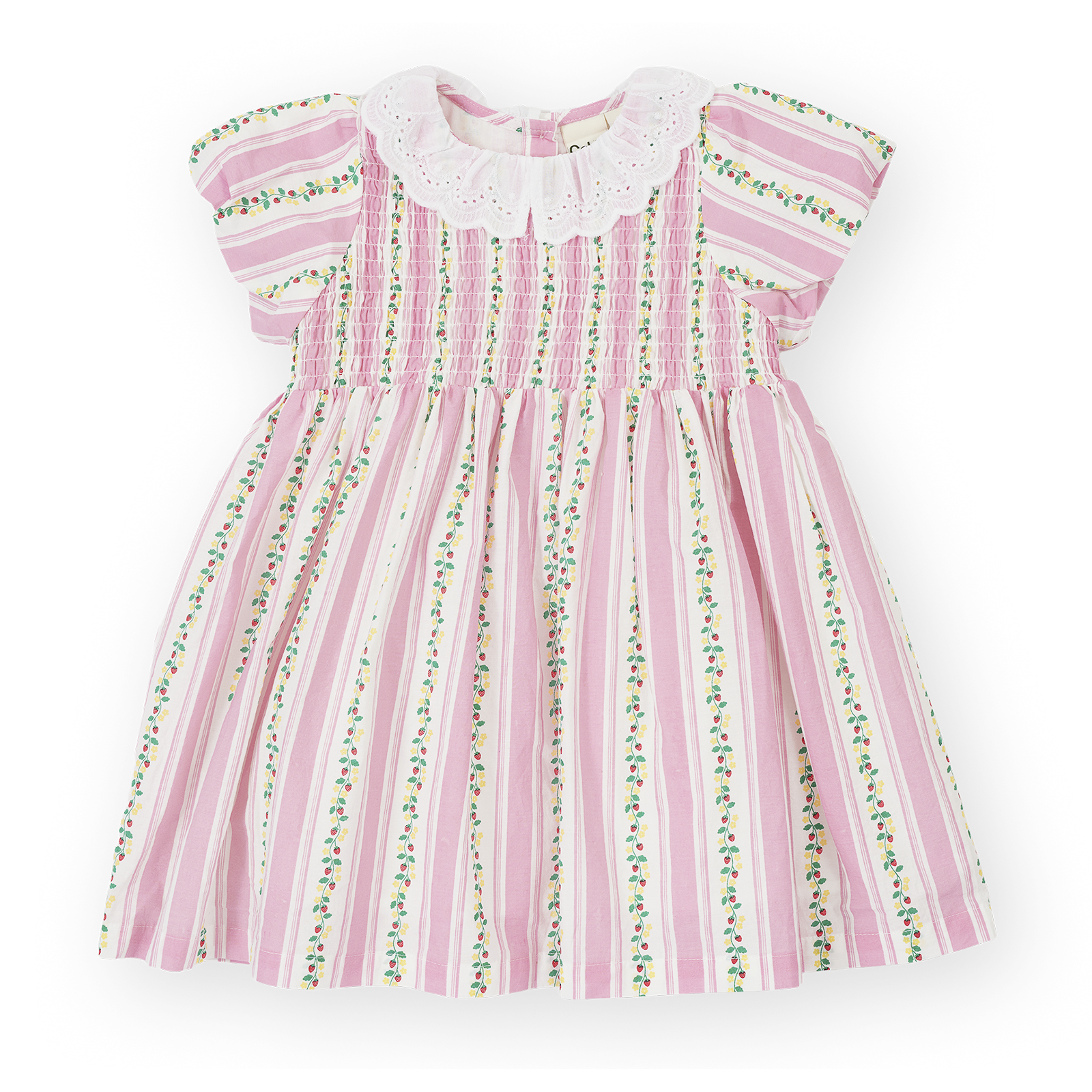 Antique Stripe Strawberry Flo Smocked Dress