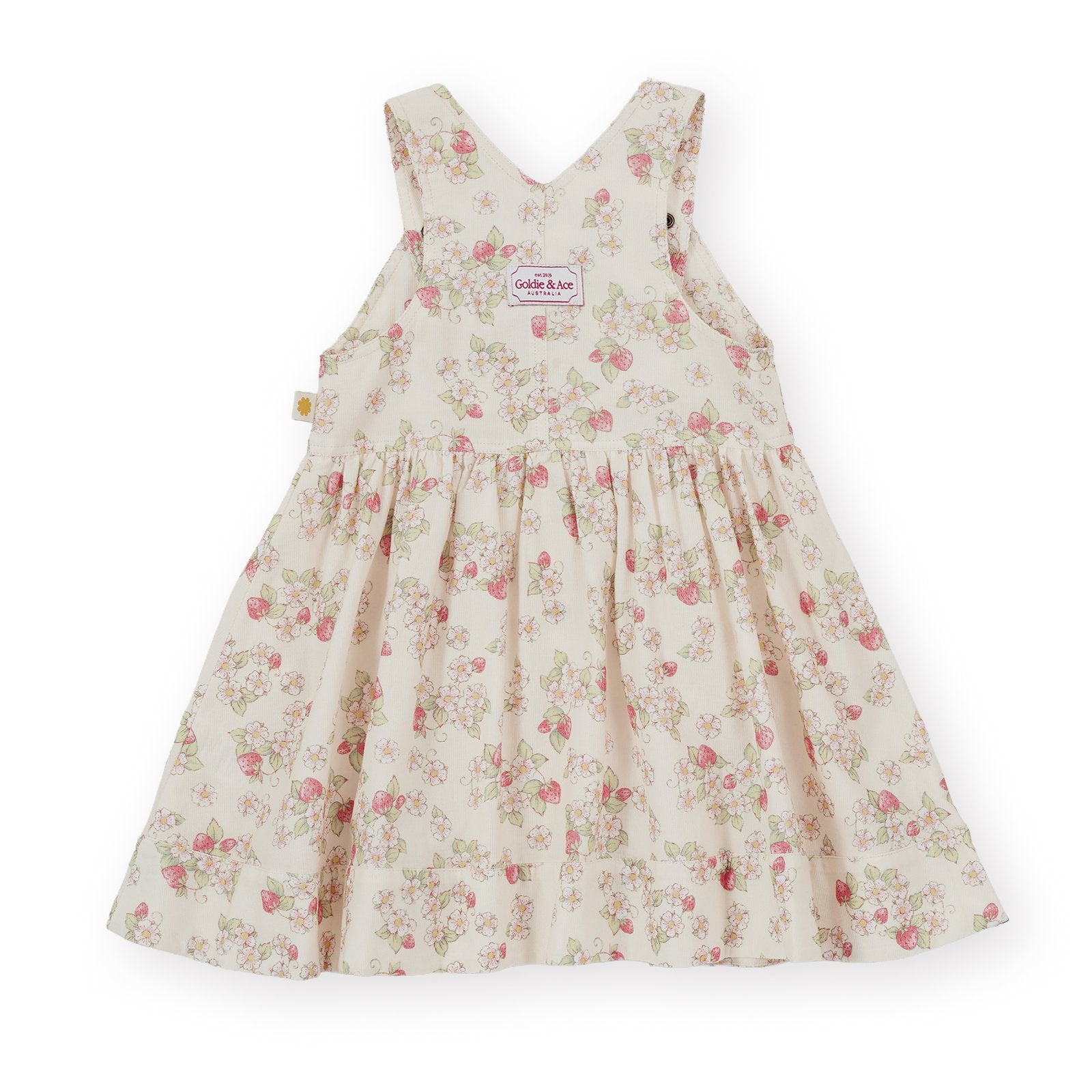 Goldie & Ace Strawberry Fields Pinafore Dress, product flat lay 2