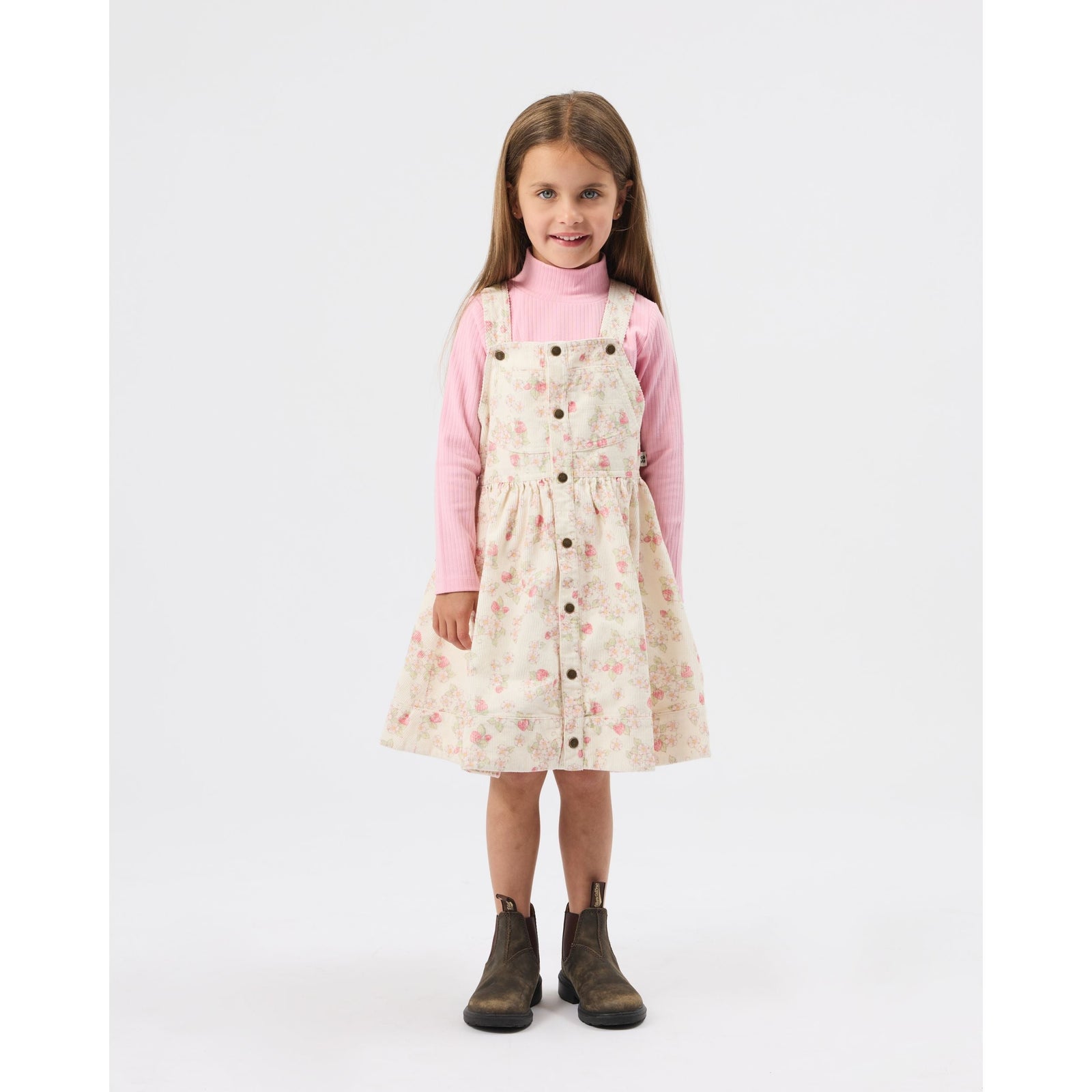 Child wearing Goldie & Ace Embroidered Rib Skivvy Sweet Pea