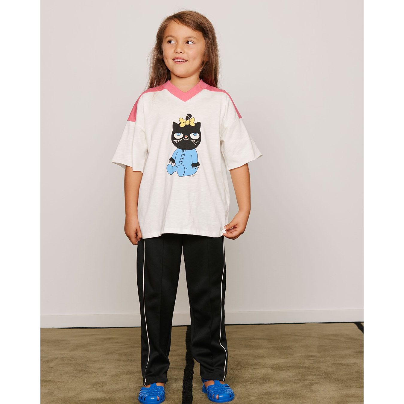 Cat V-Neck Sp Ss Tee - Pink