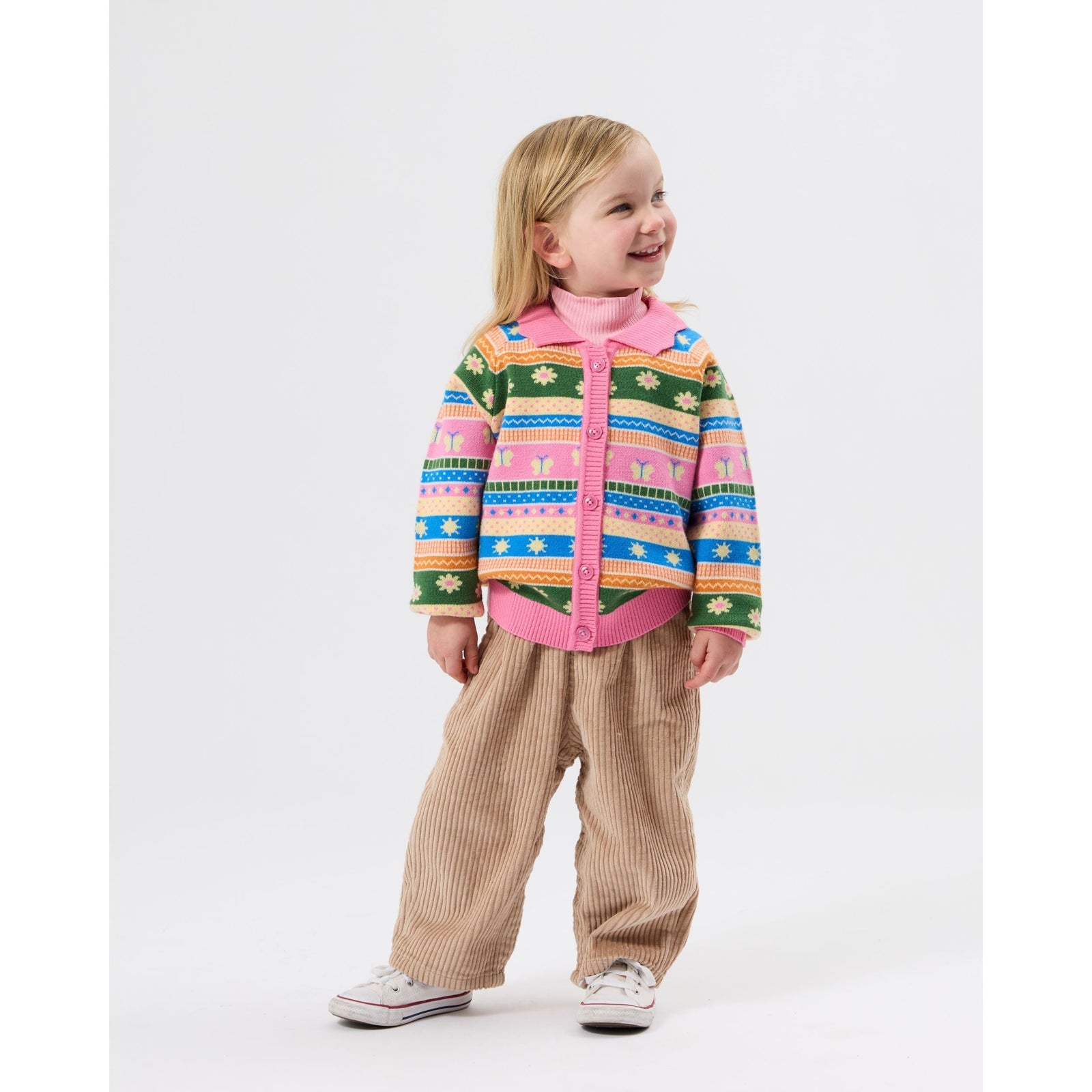 Child wearing Goldie & Ace Flutter By Knit Cardigan, view 3