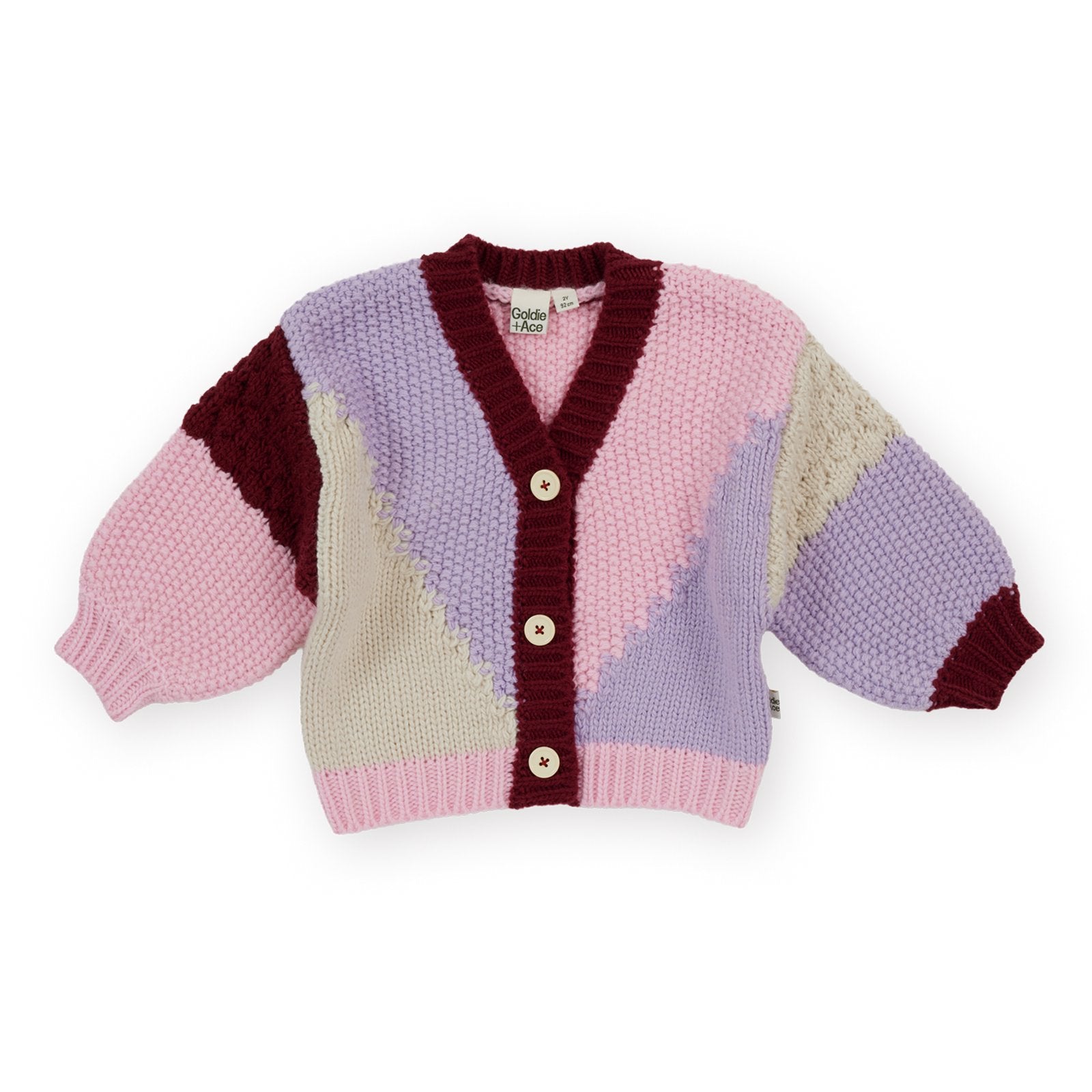 Goldie & Ace Colour Block Knit Cardigan, product flat lay