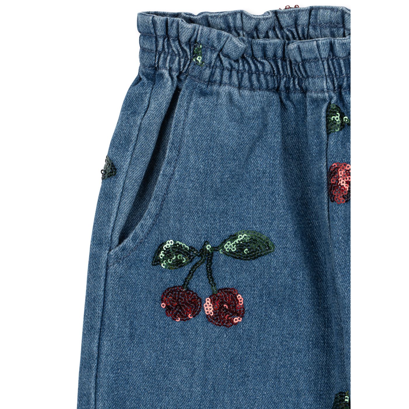 Magot Sequin Frill Pants GOTS - Cherry Sequin