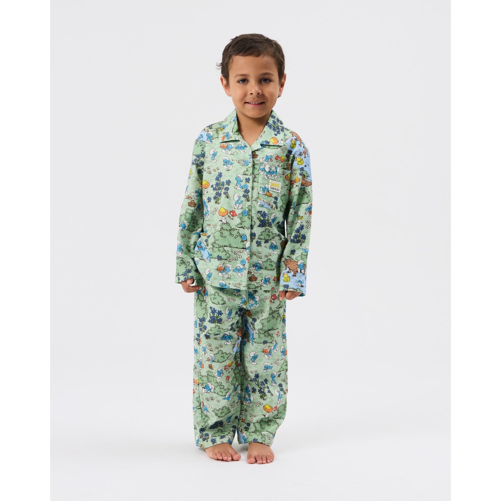 Child wearing Goldie & Ace x The Smurfs Village Pyjama Set