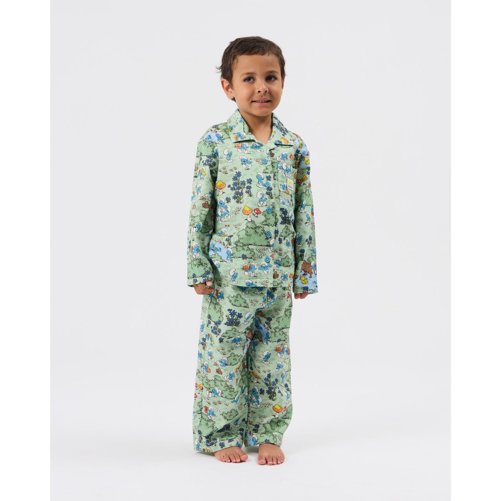 Child wearing Goldie & Ace x The Smurfs Village Pyjama Set, view 2