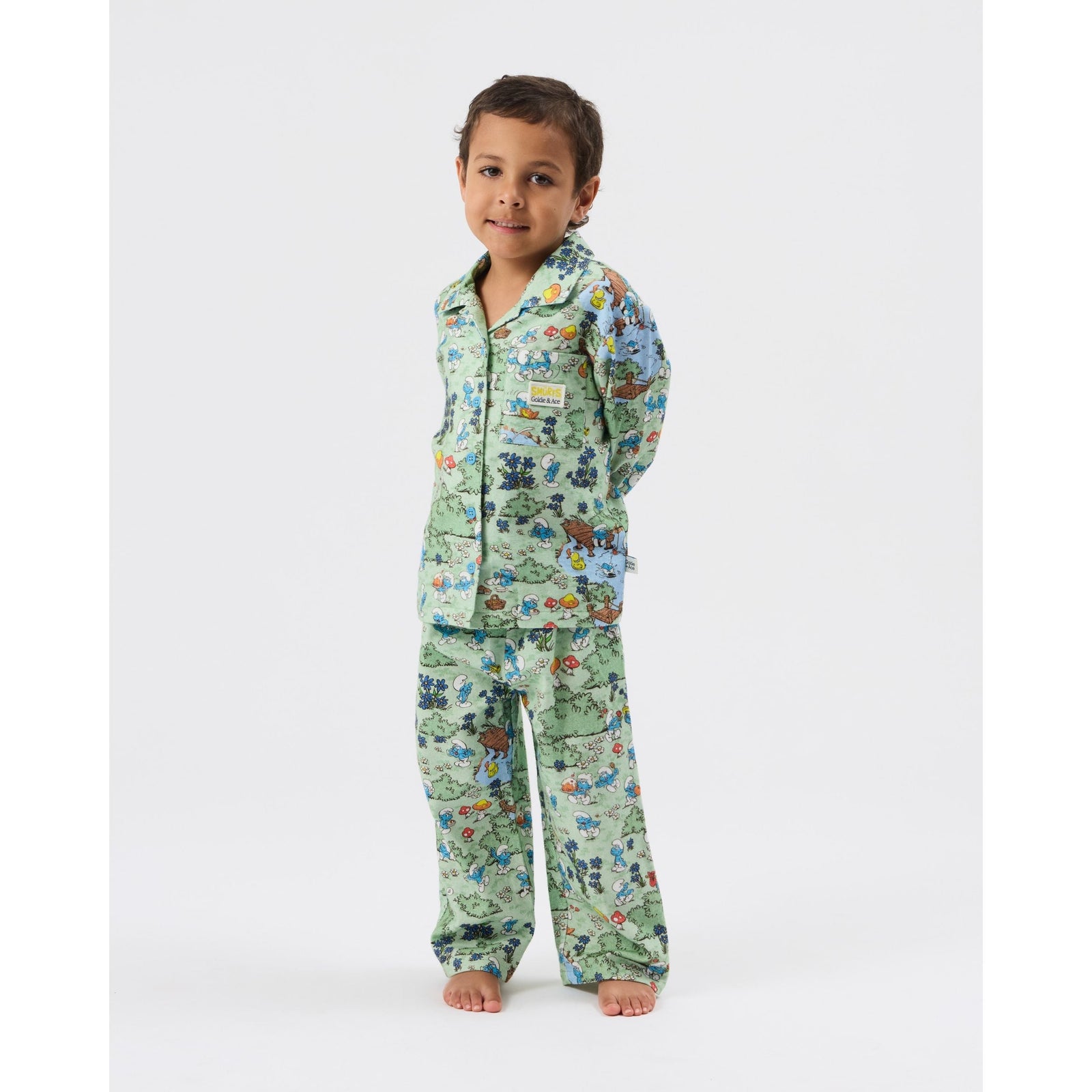 Child wearing Goldie & Ace x The Smurfs Village Pyjama Set, view 3