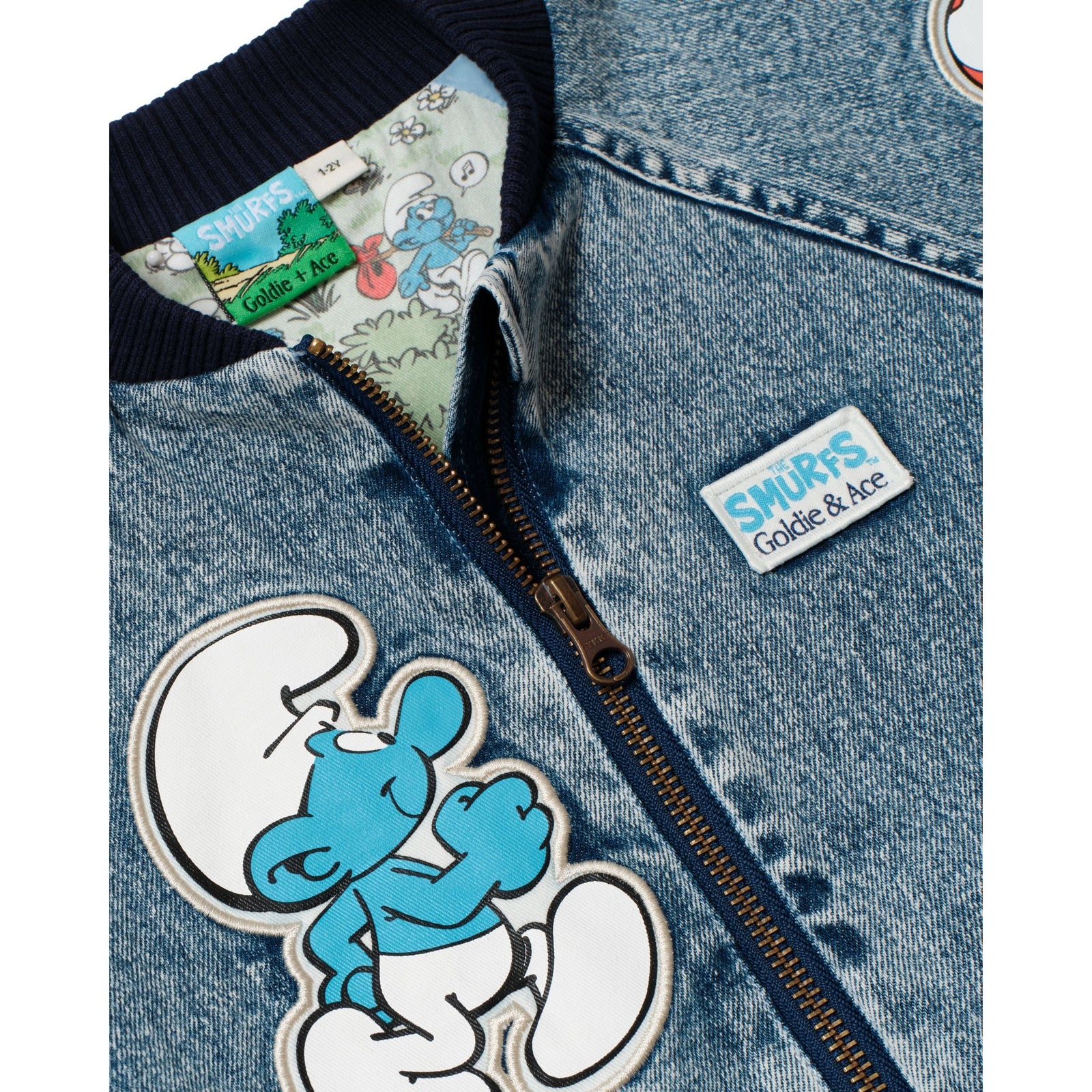 Goldie & Ace x The Smurfs Badge Bomber Jacket, product shot 3