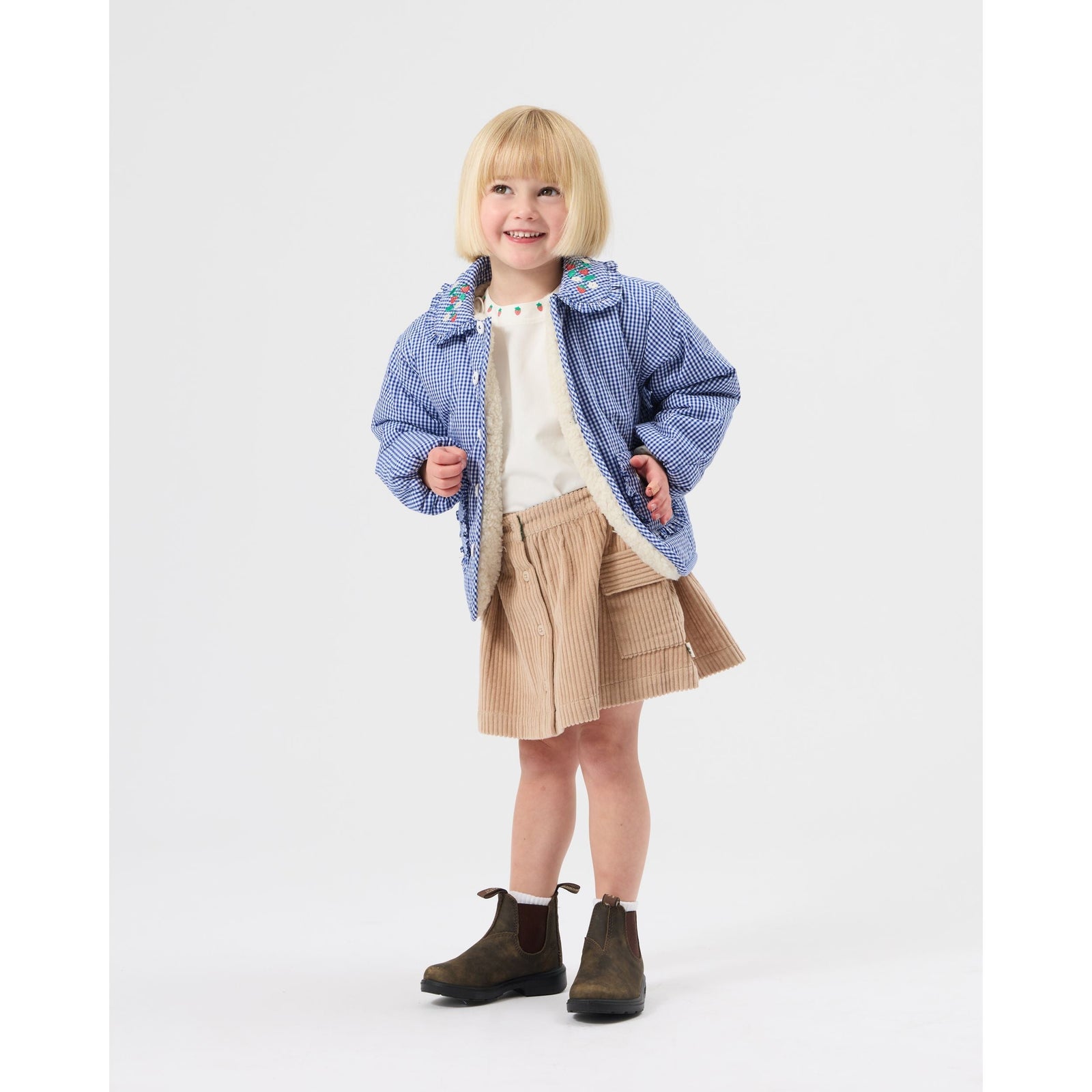 Child wearing Goldie & Ace Mini Strawberry Long Sleeve Top, view 3