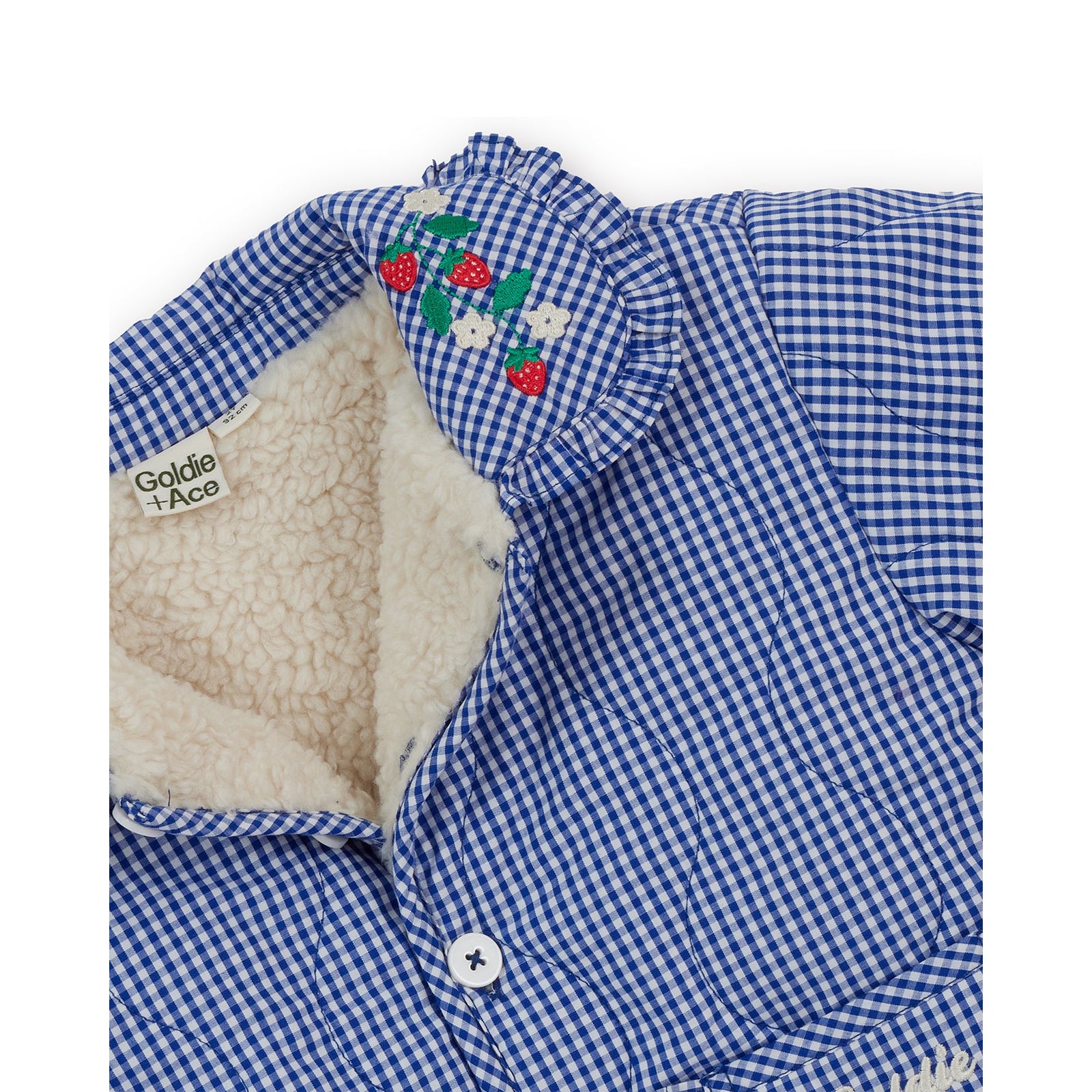 Goldie & Ace Wild Strawberry Gingham Padded Jacket, product flat lay 3