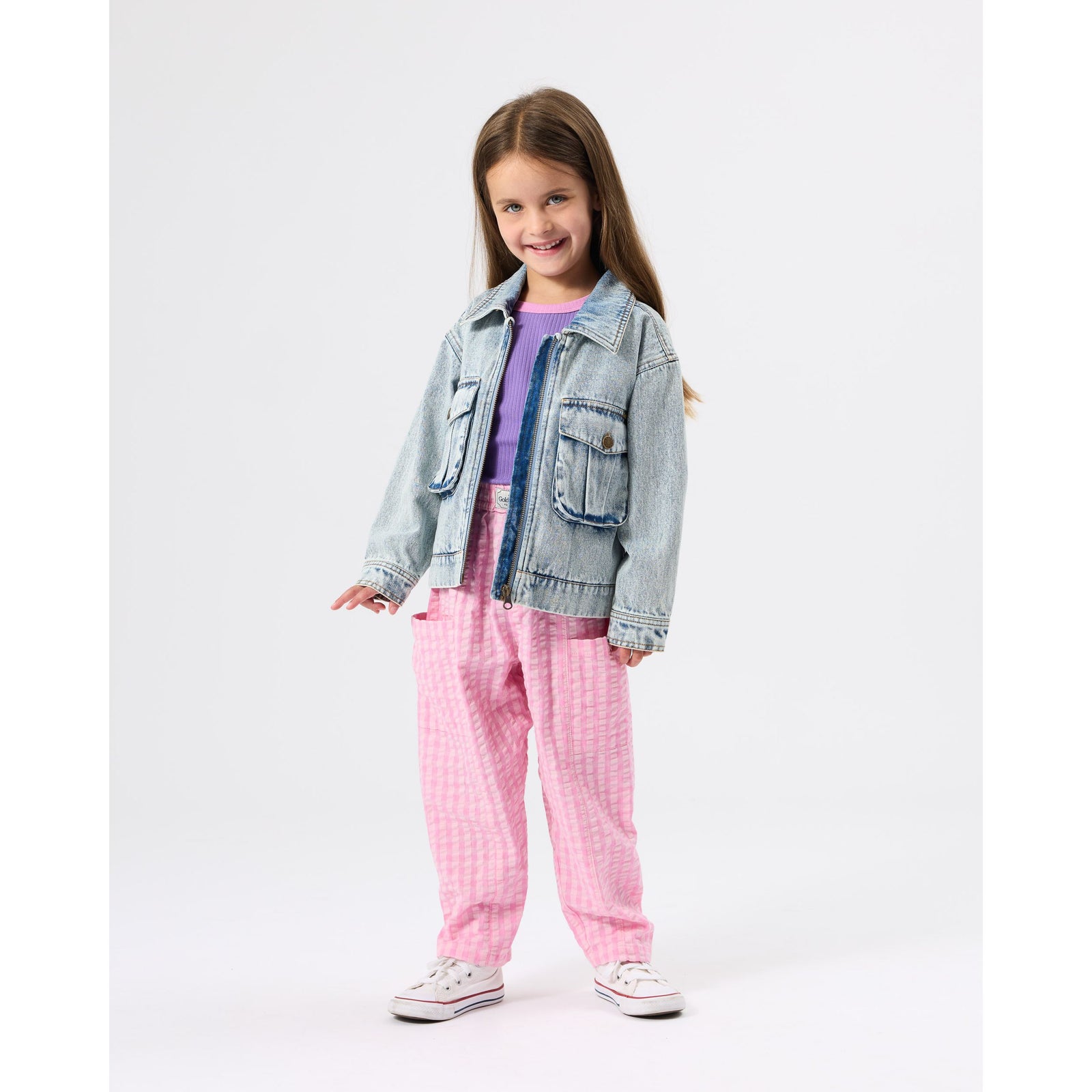 Lightweight Gingham Kit Pocket Pant - Pink