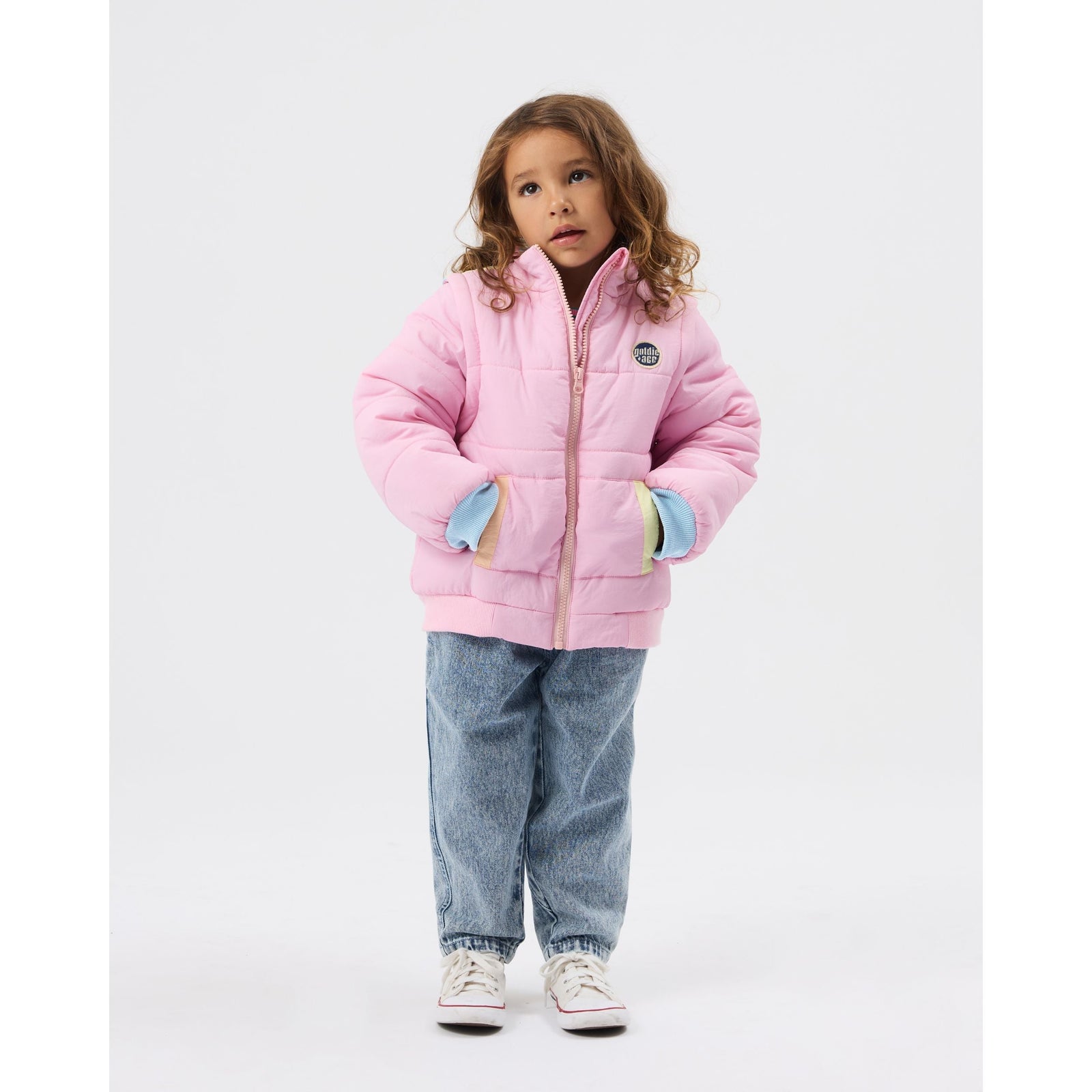 Child wearing Goldie & Ace Charlie Sunrise Parka Jacket/Vest Pastel, view 2