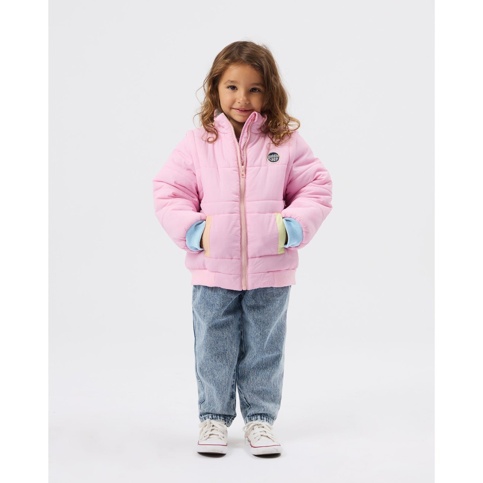Child wearing Goldie & Ace Charlie Sunrise Parka Jacket/Vest Pastel, view 3