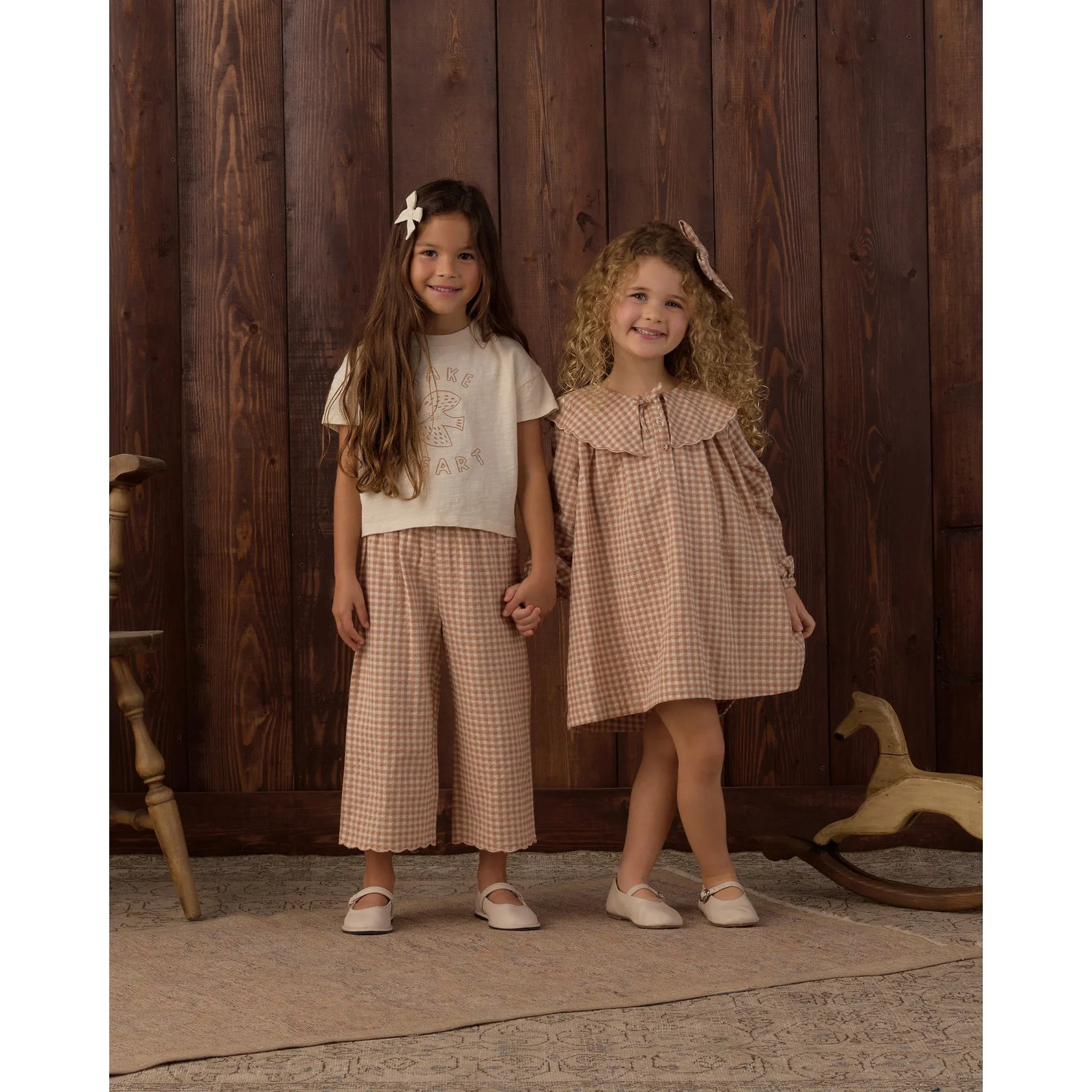 Wide Leg Pant Fawn Gingham