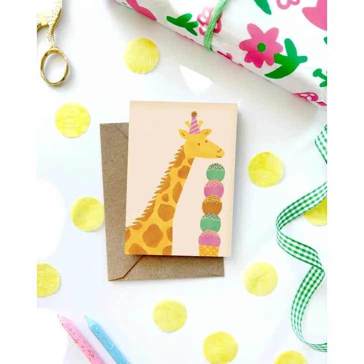 Giraffe Mini Card - Illustrated Cute Kids Birthday Fun