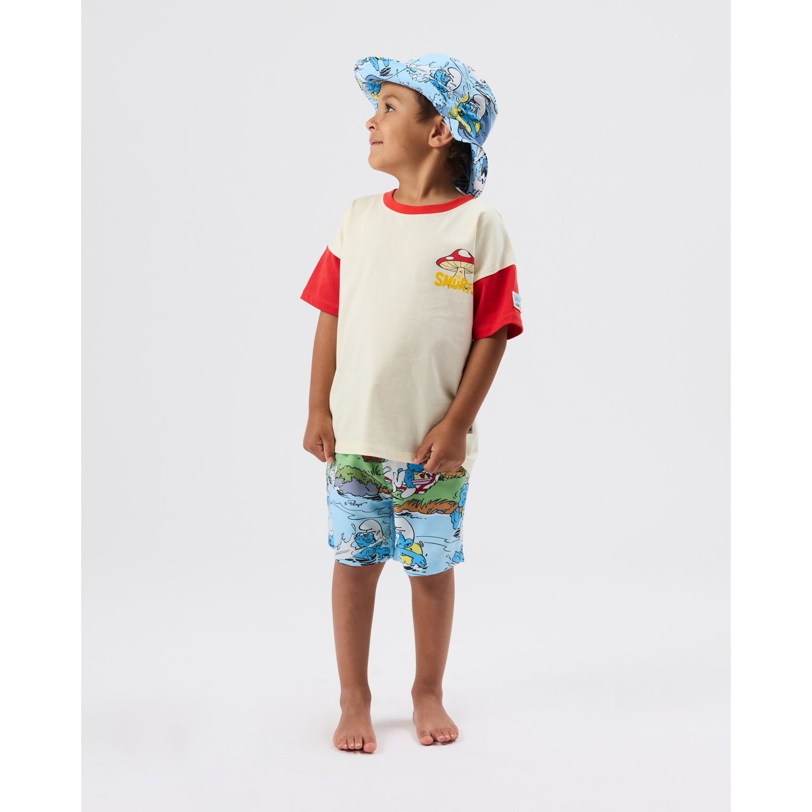 Child wearing Goldie & Ace x The Smurfs Splash Swim Hat, view 2
