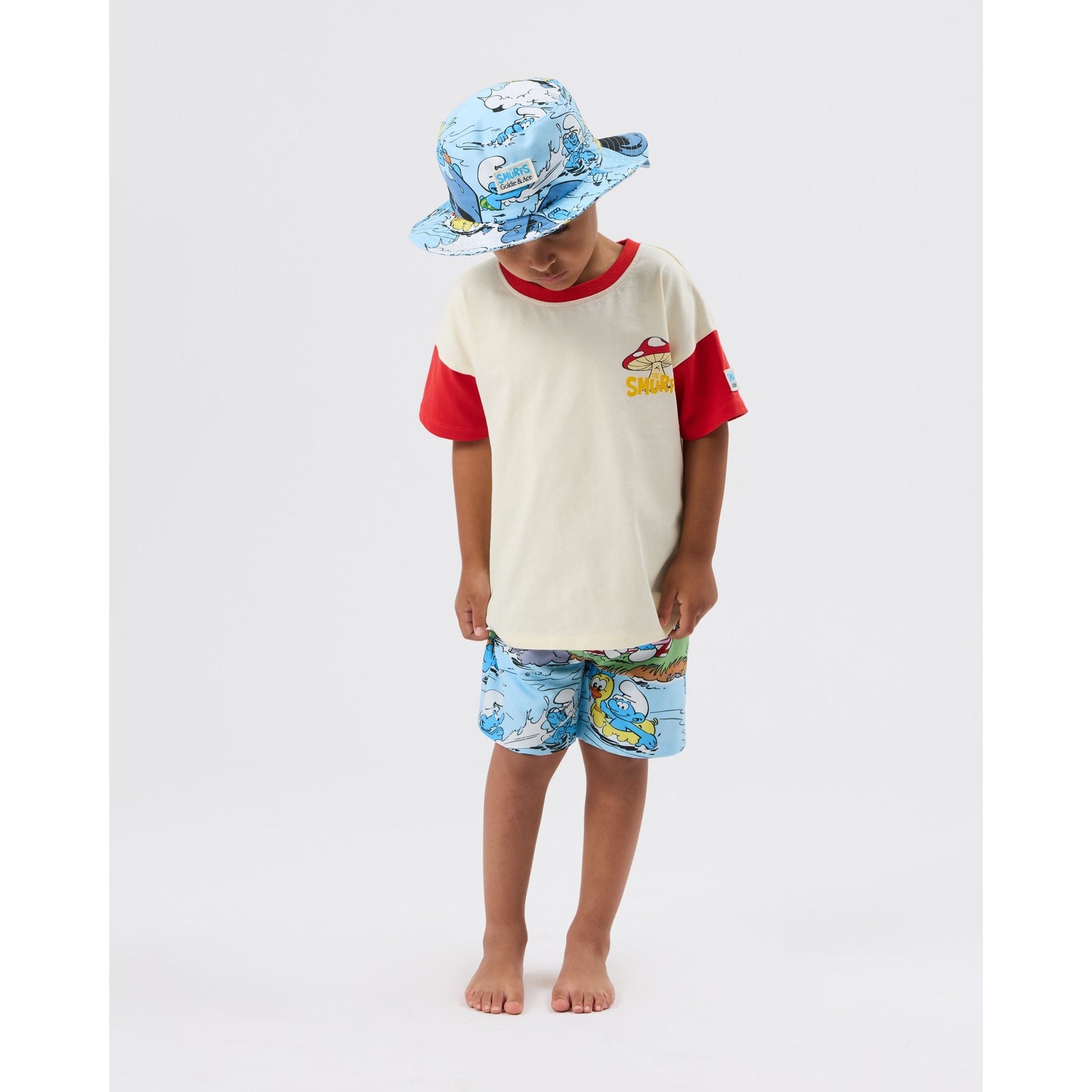 Child wearing Goldie & Ace x The Smurfs Splash Swim Hat, view 4