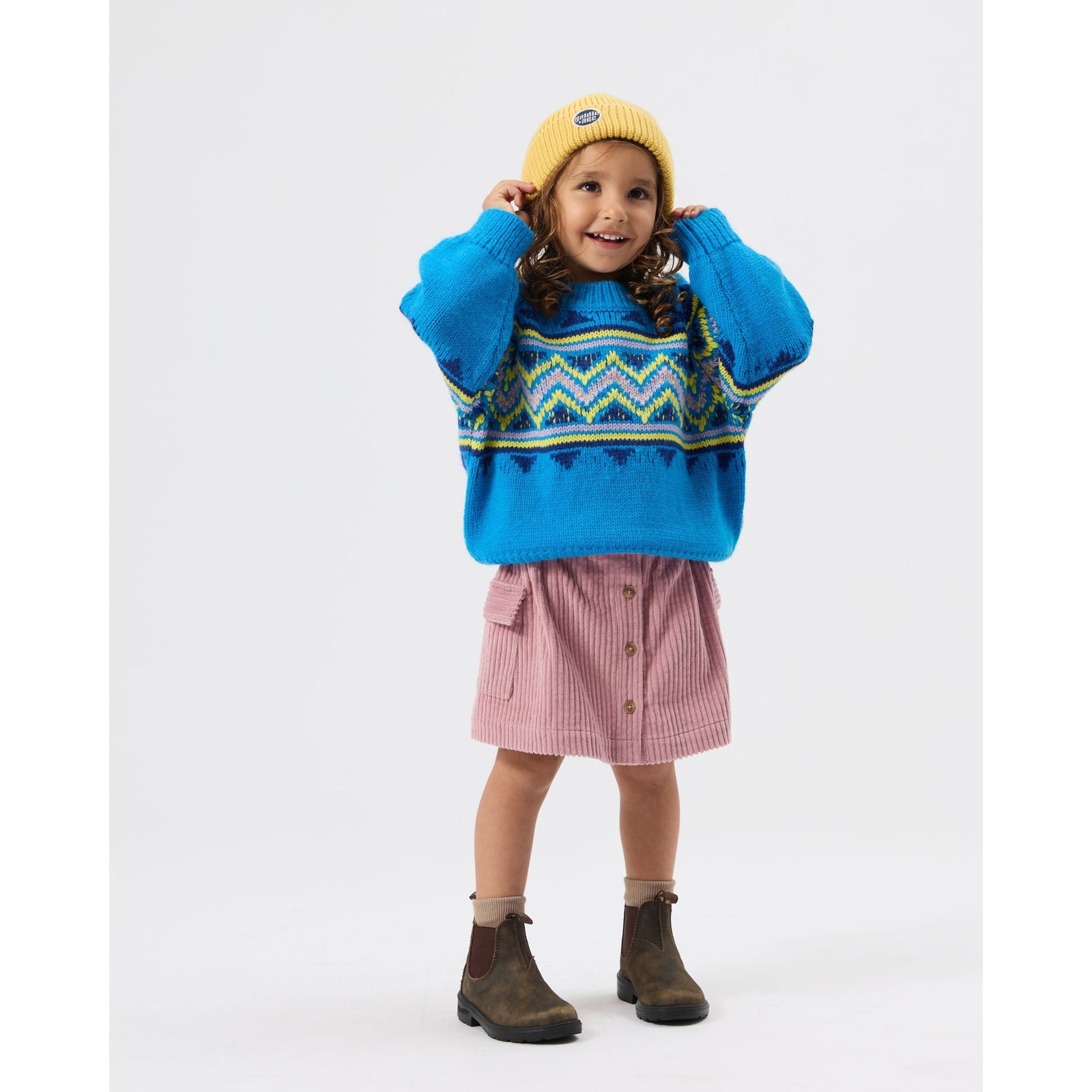 Child wearing Goldie & Ace Apres Ski Knit Jumper, view 4