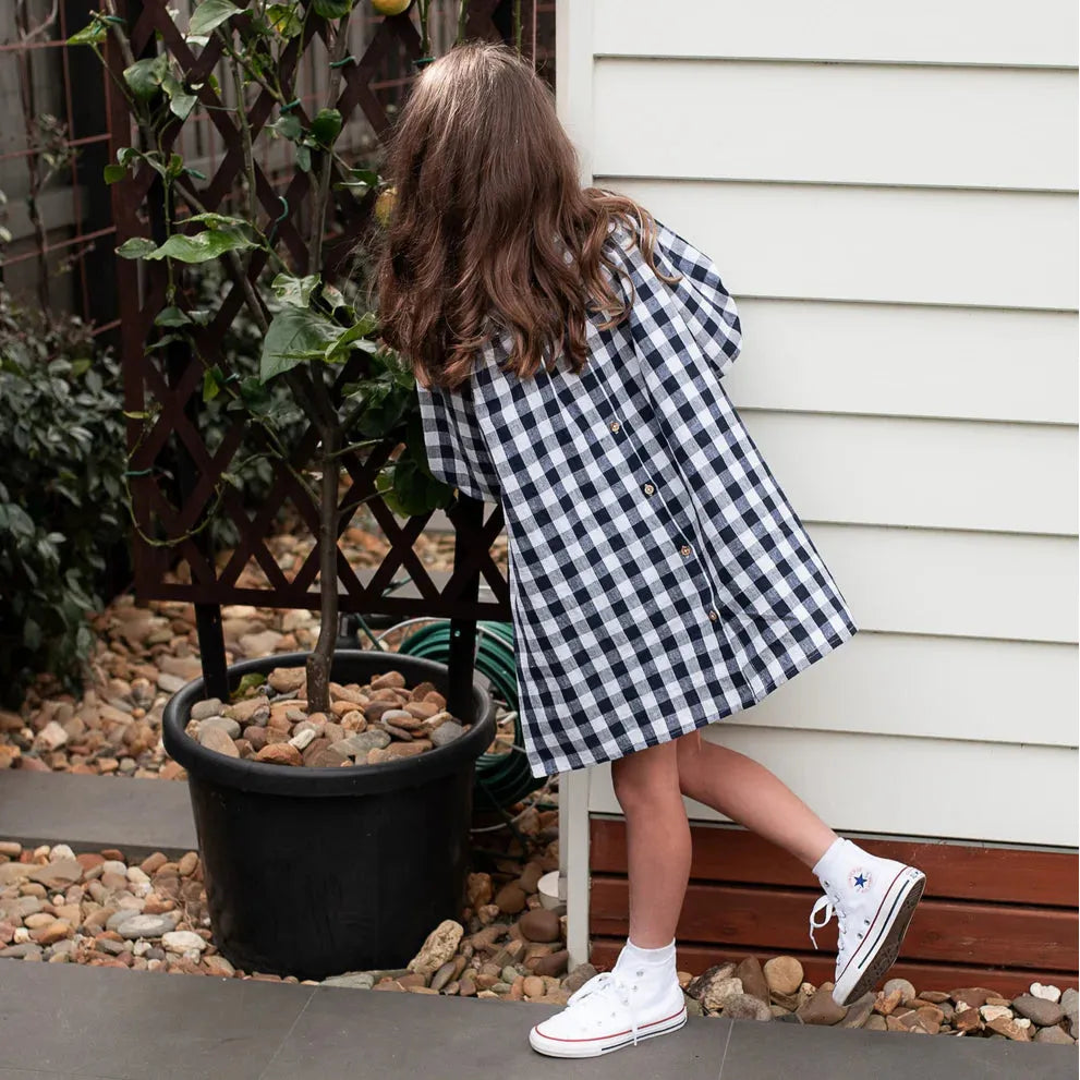 Infinity Dress-Navy Gingham