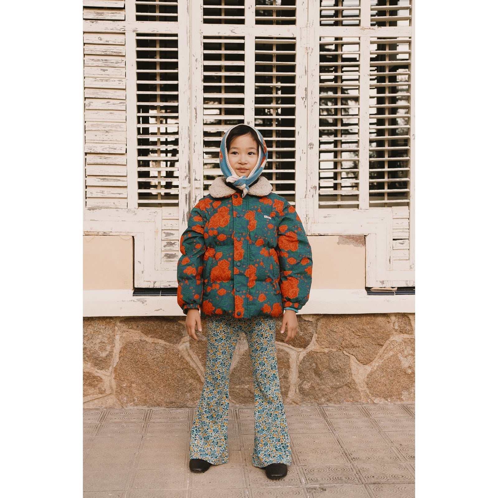 Flower Pattern Rib Pant