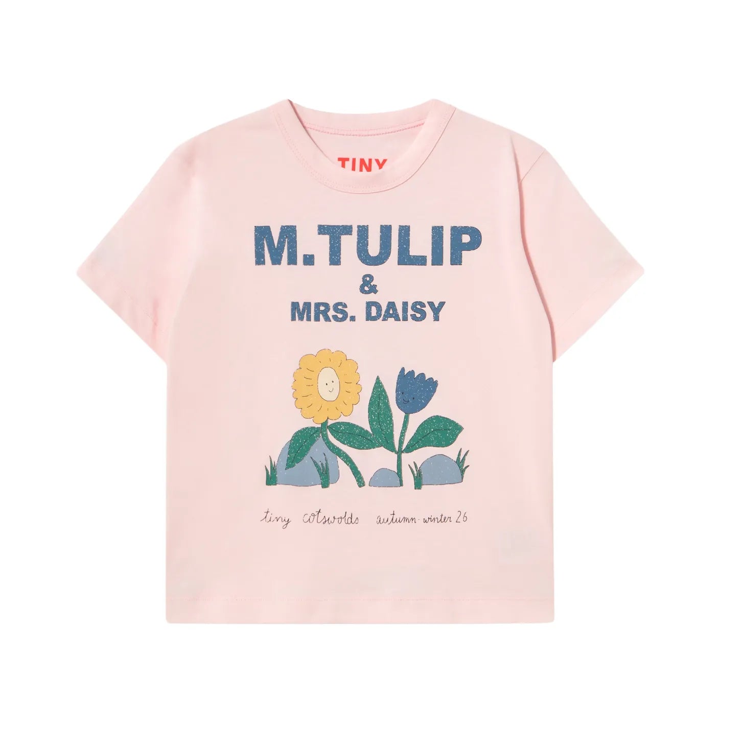Tulip & Daisy Graphic Tee - Pastel Pink