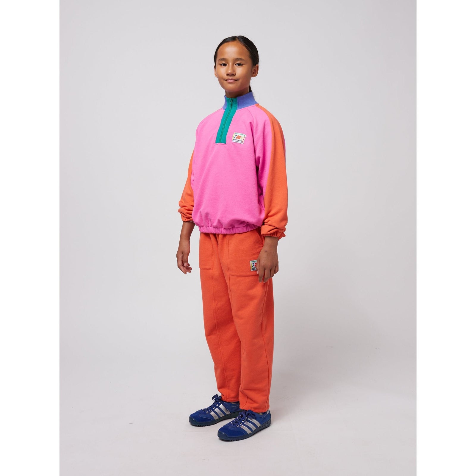 Smiling Color Block 1/4 Zipped Sweatshirt