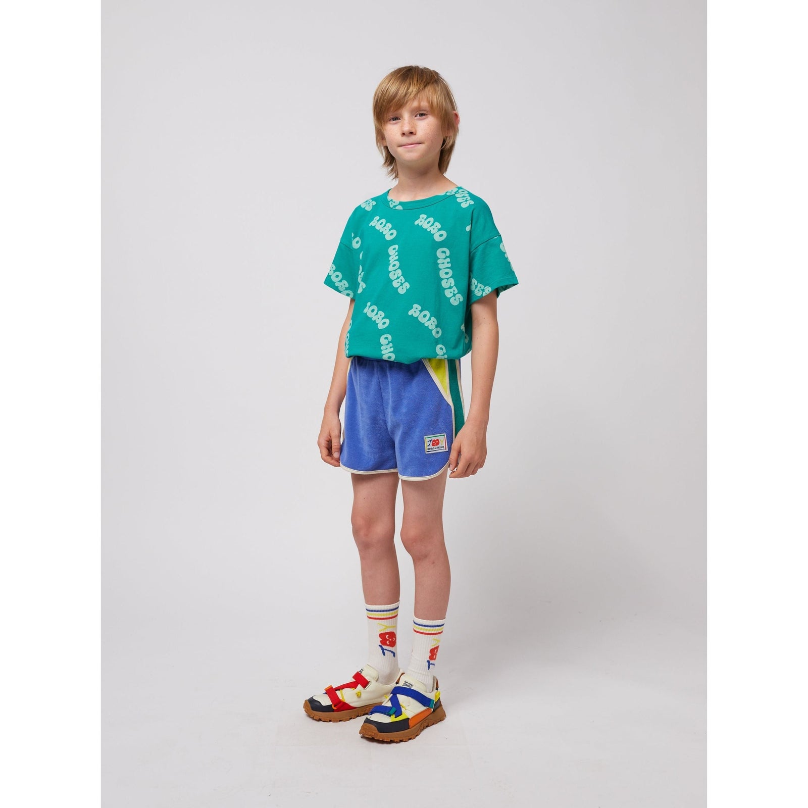Smiling Color Block Terry Cloth Shorts