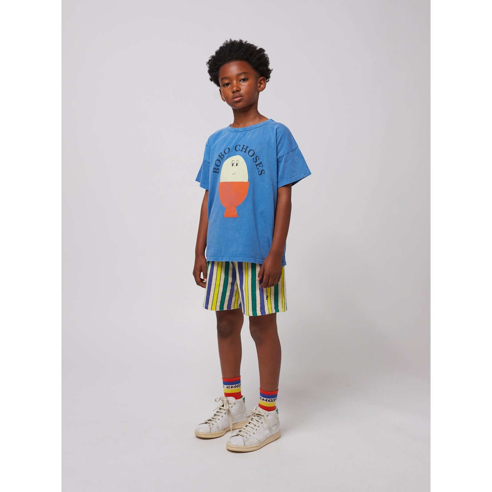 Multicolor Stripes Terry Cloth Bermuda Shorts