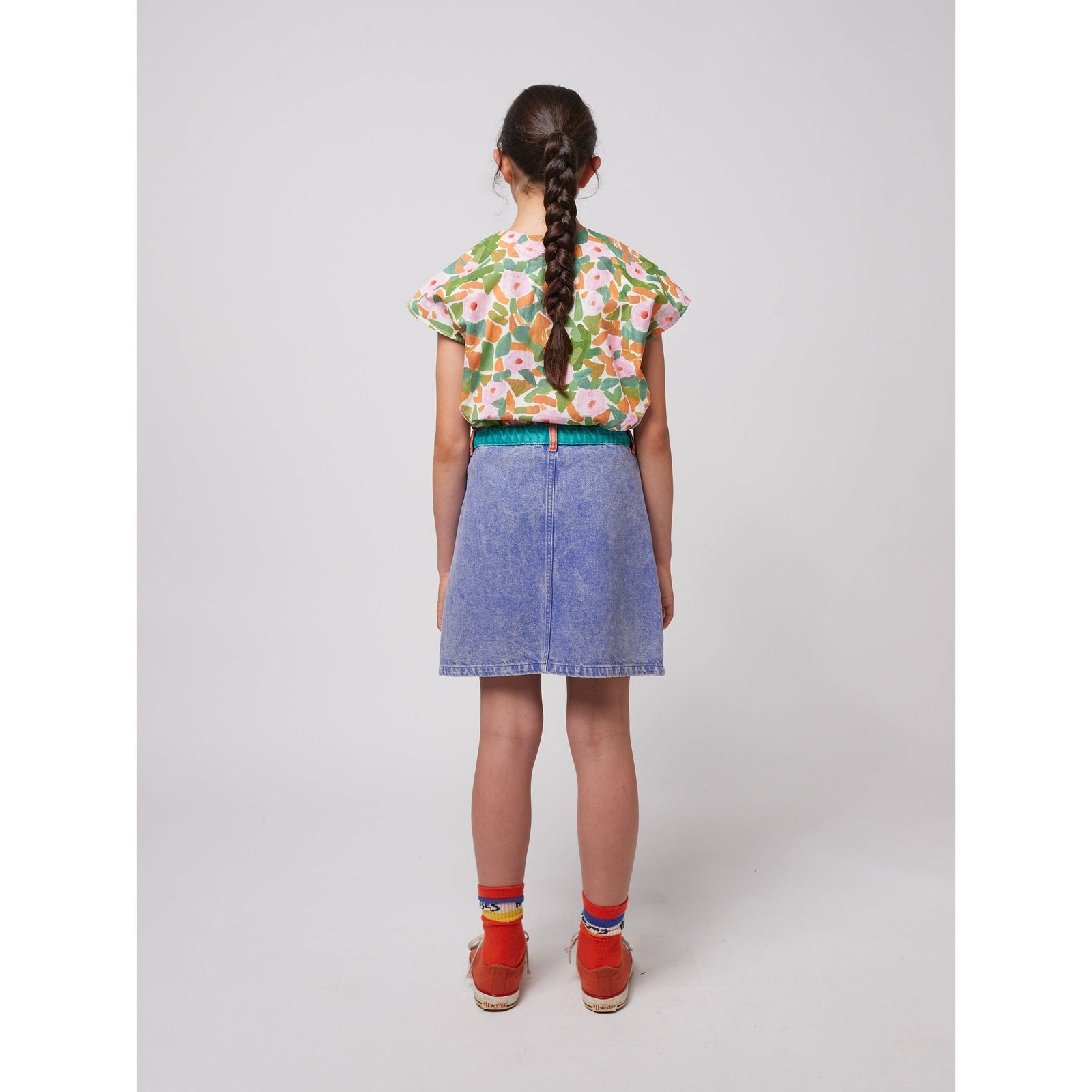 Color Block Denim Skirt