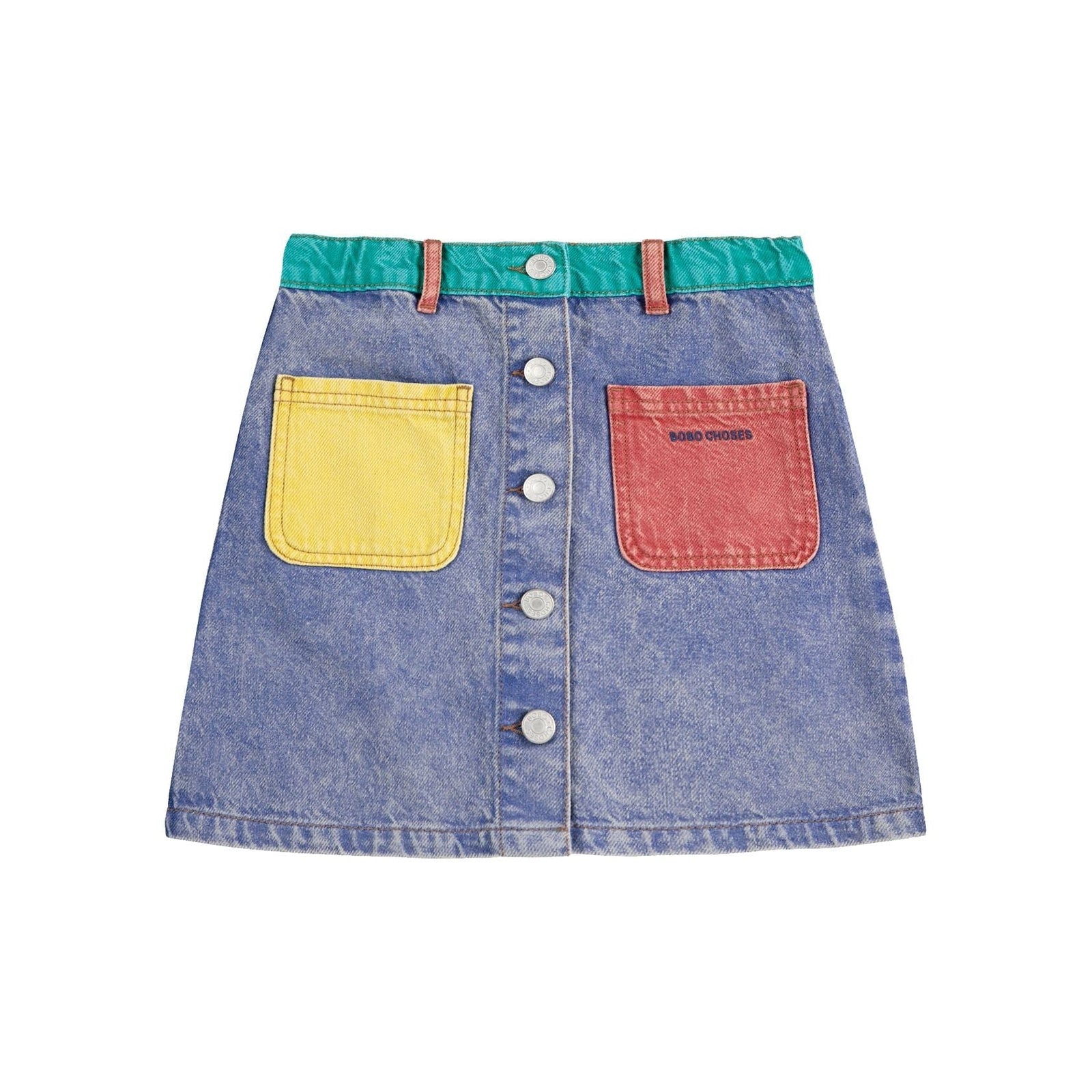 Color Block Denim Skirt