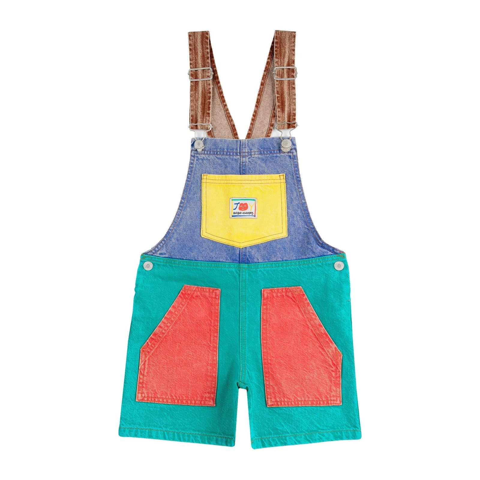 Smiling Color Block Denim Dungaree