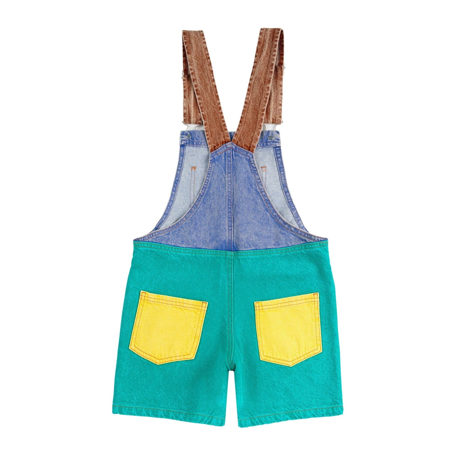 Smiling Color Block Denim Dungaree