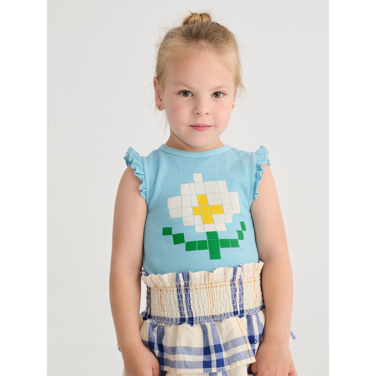 Pixel Daisy Ruffled Top
