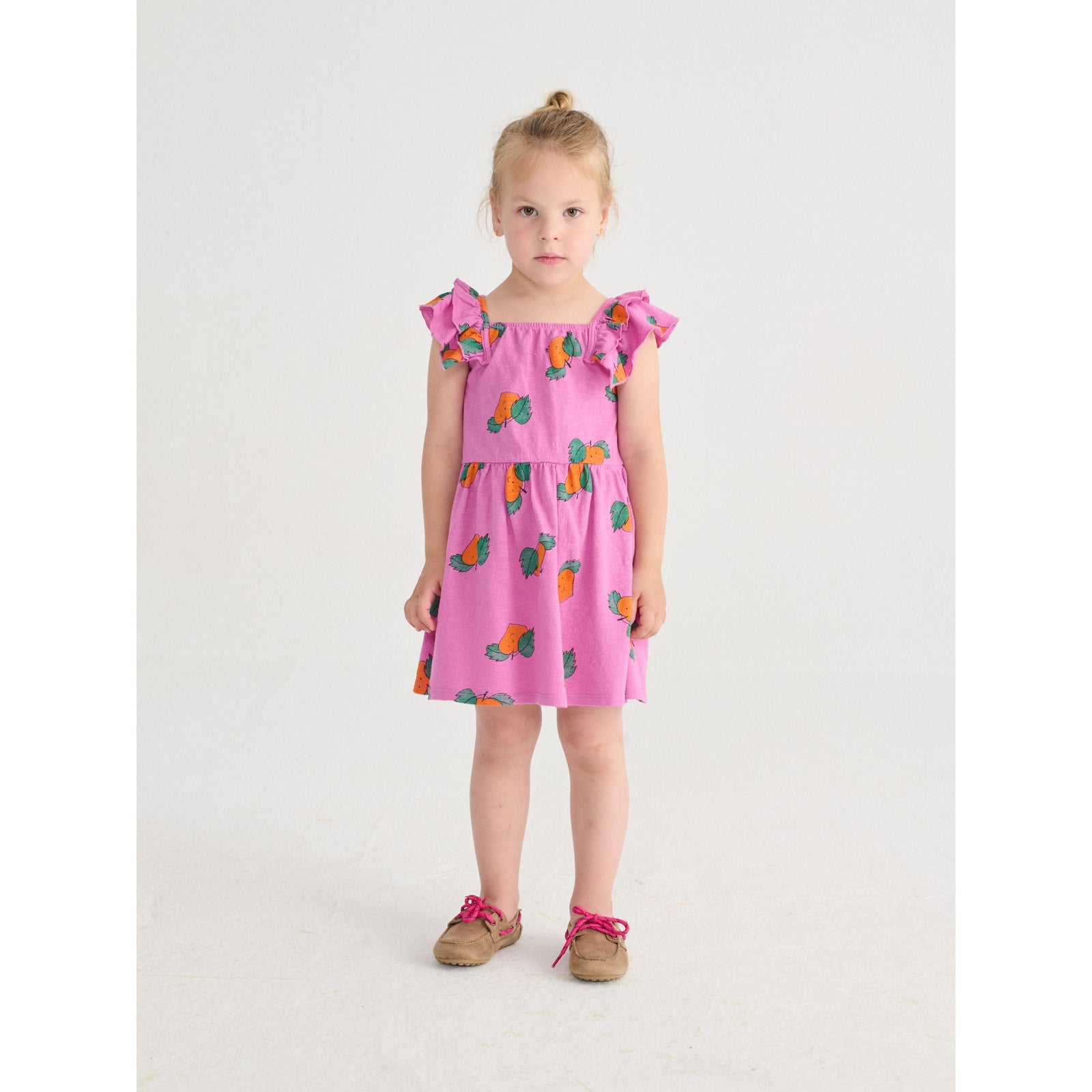 Tangerine All Over Ruffled Dress