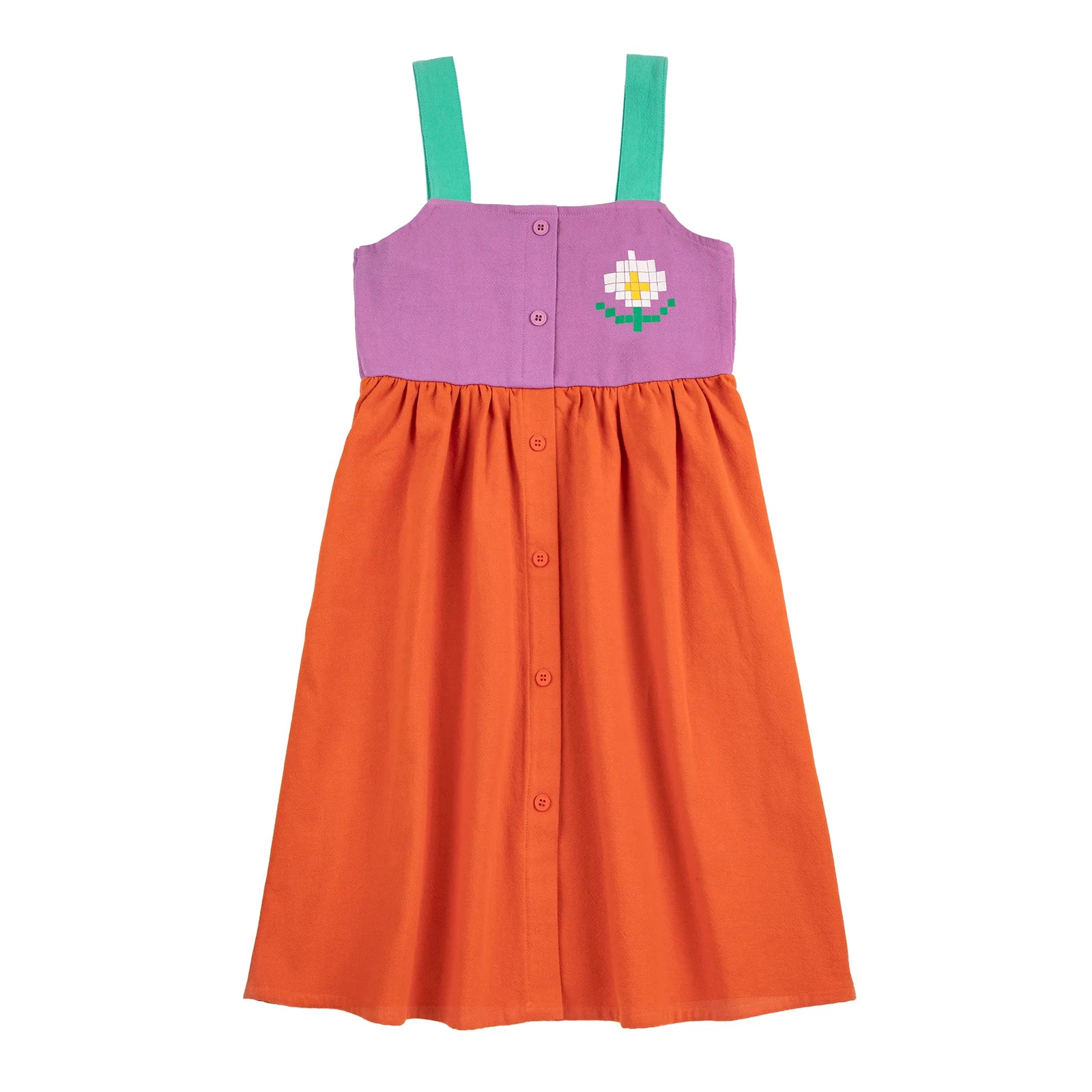 Pixel Daisy Color Block Woven Dress