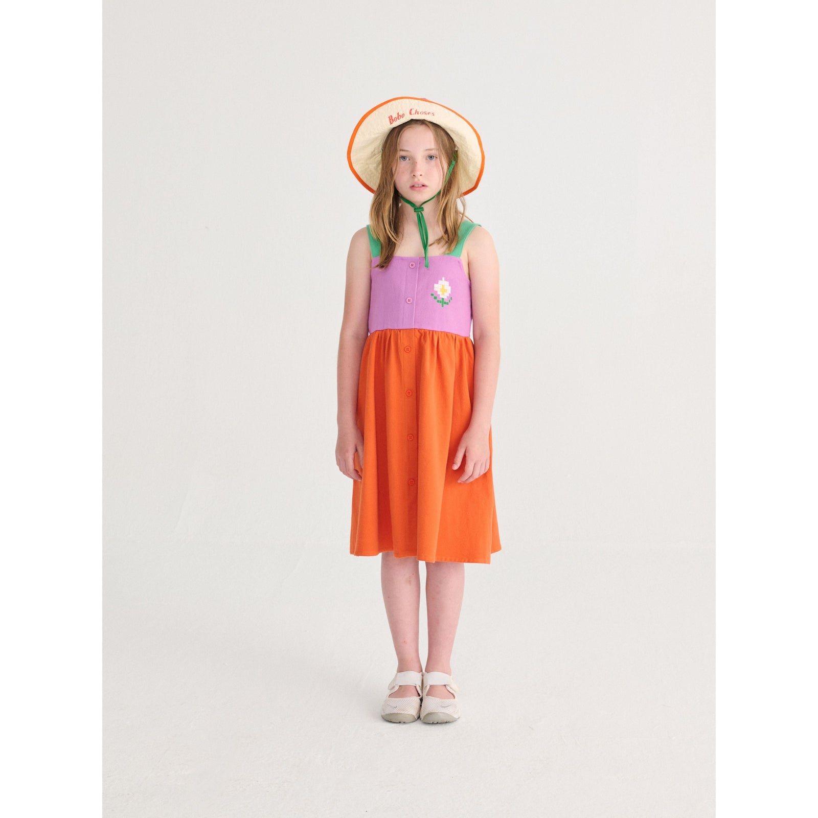Pixel Daisy Color Block Woven Dress