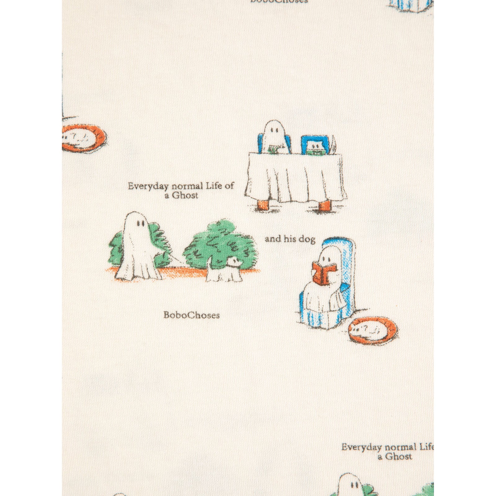 Bobo Choses Everyday Ghosts All Over T-Shirt, All About Monsters collection, view 2