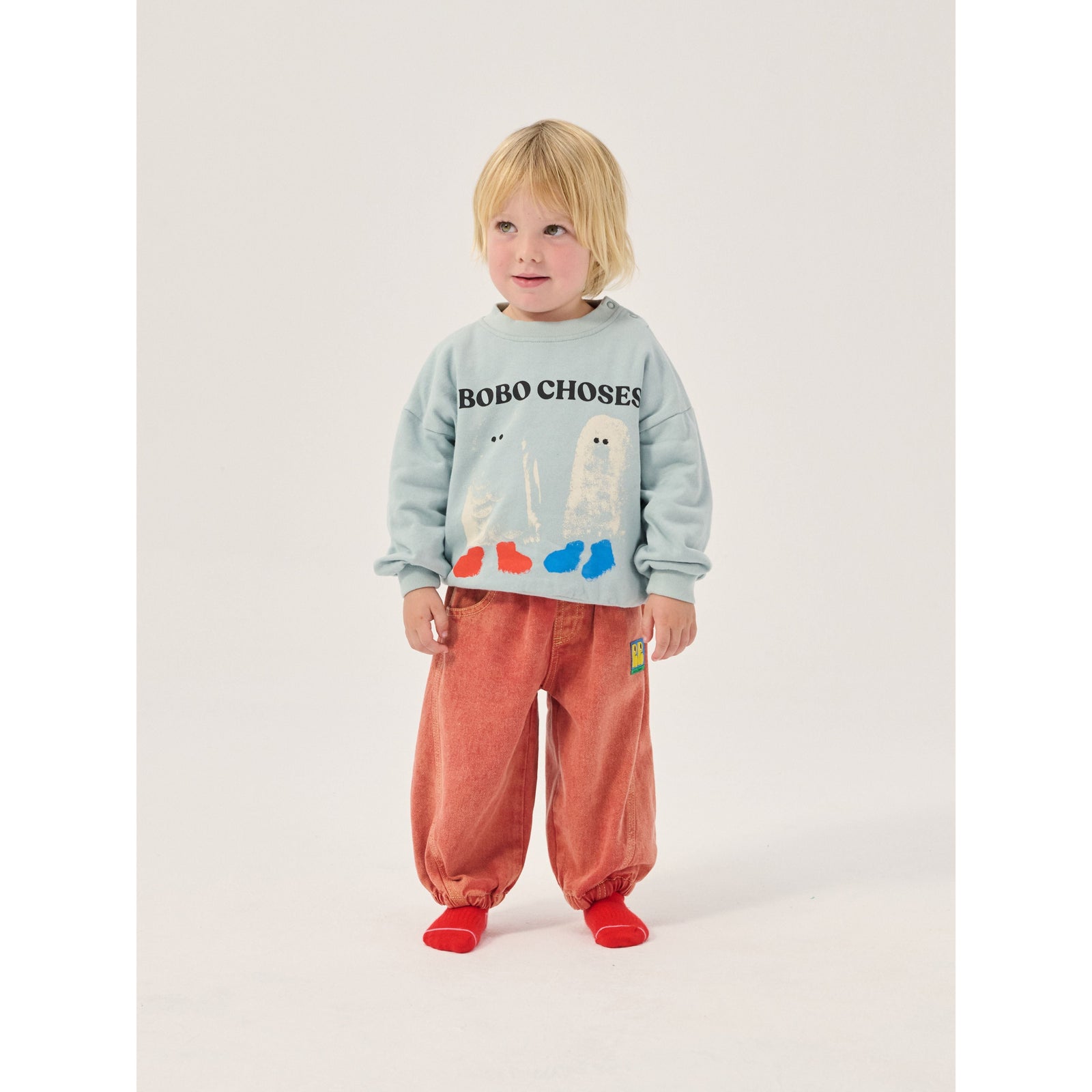 Bobo Choses Booo Bo Choses Tag Denim Pants, All About Monsters collection, view 4