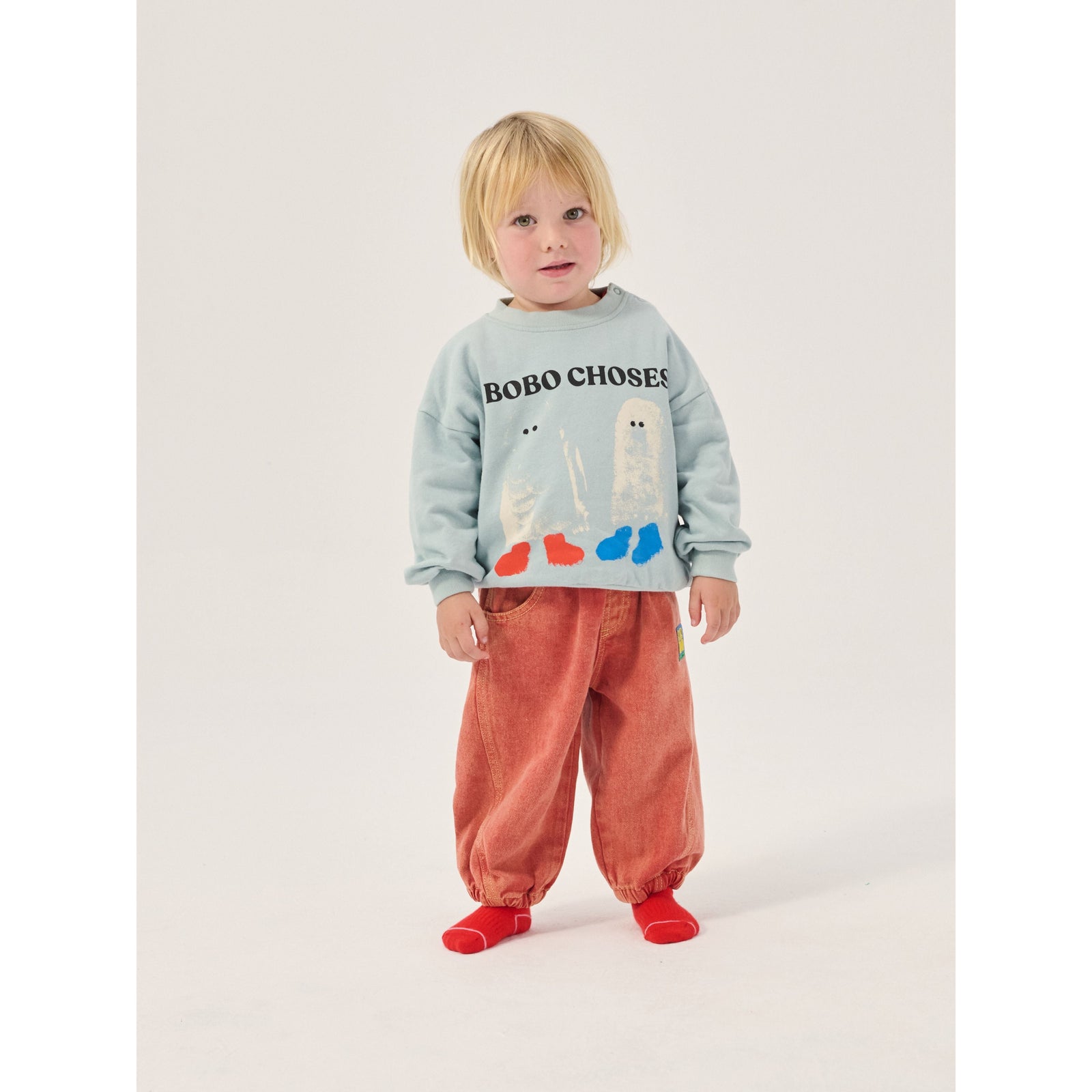 Bobo Choses Booo Bo Choses Tag Denim Pants, All About Monsters collection, view 2