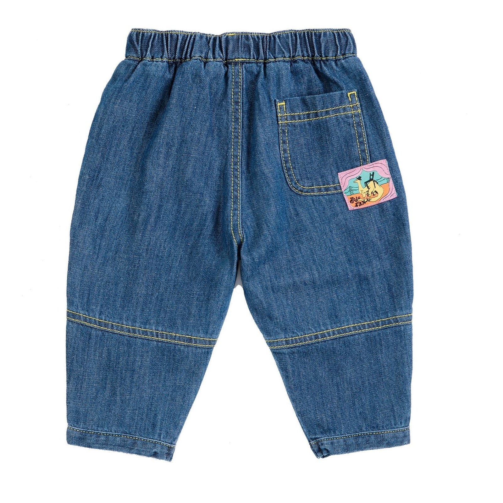 Bobo Choses Taxi Saurus Tag Denim Pants, All About Monsters collection, view 3