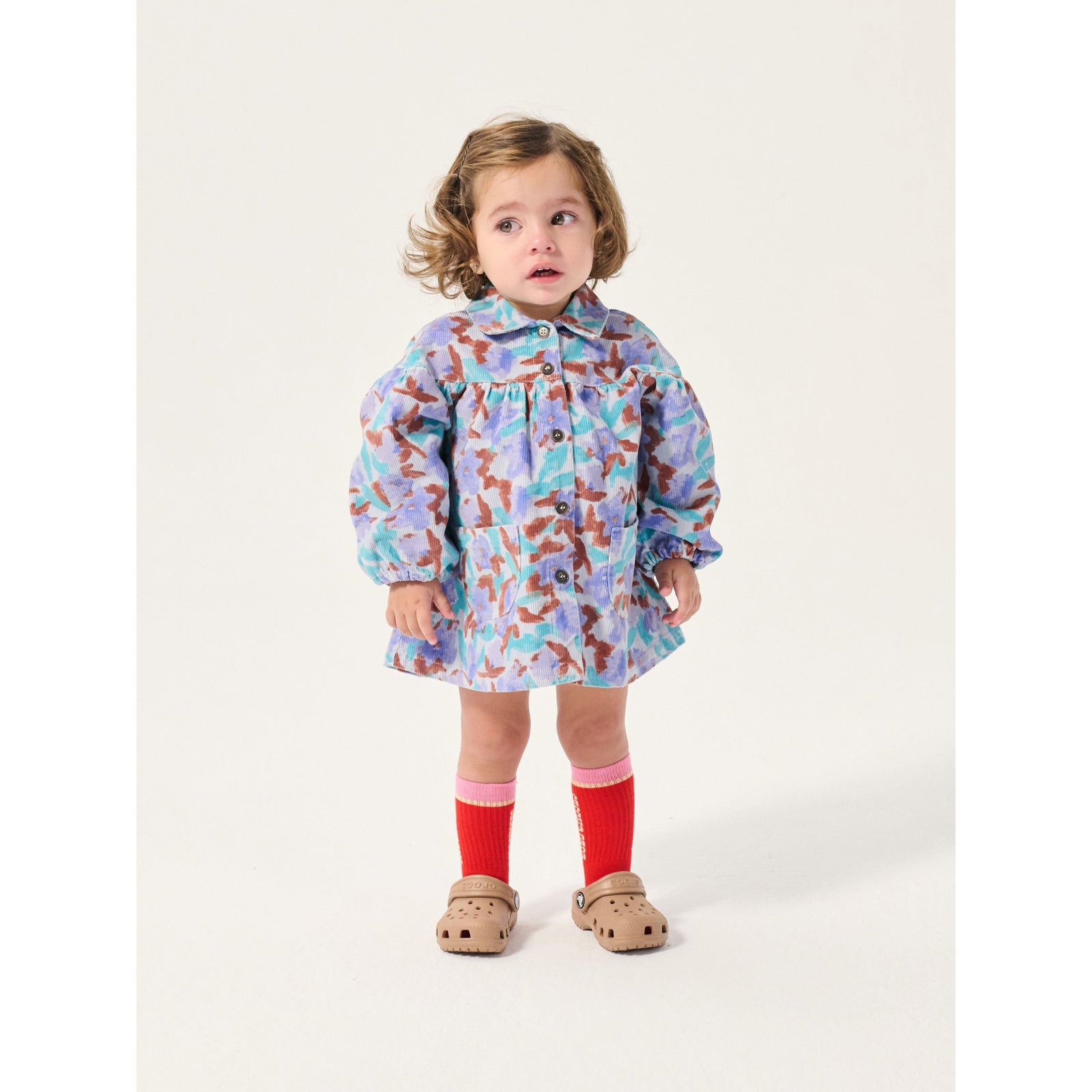 Bobo Choses Watercolor All Over Woven Dress, All About Monsters collection, view 2