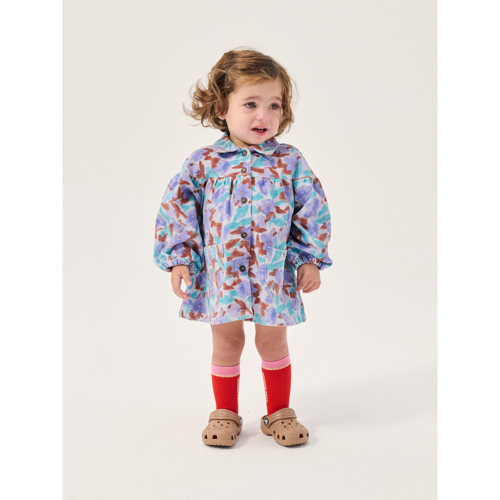 Bobo Choses Watercolor All Over Woven Dress, All About Monsters collection, view 3