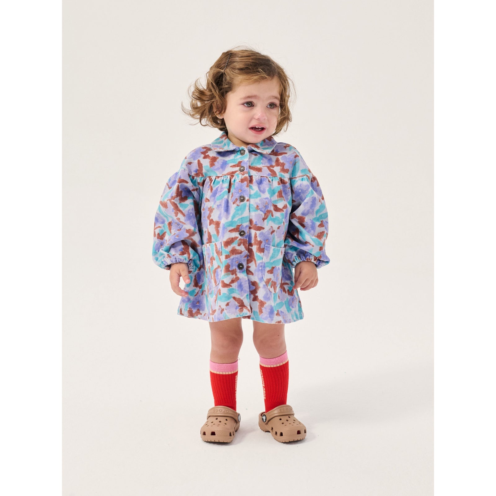 Bobo Choses Watercolor All Over Woven Dress, All About Monsters collection, view 3