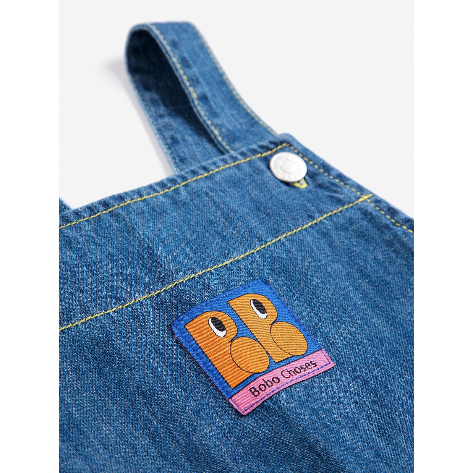 Bobo Choses Booo Bo Choses Tag Denim Overall, All About Monsters collection, view 4