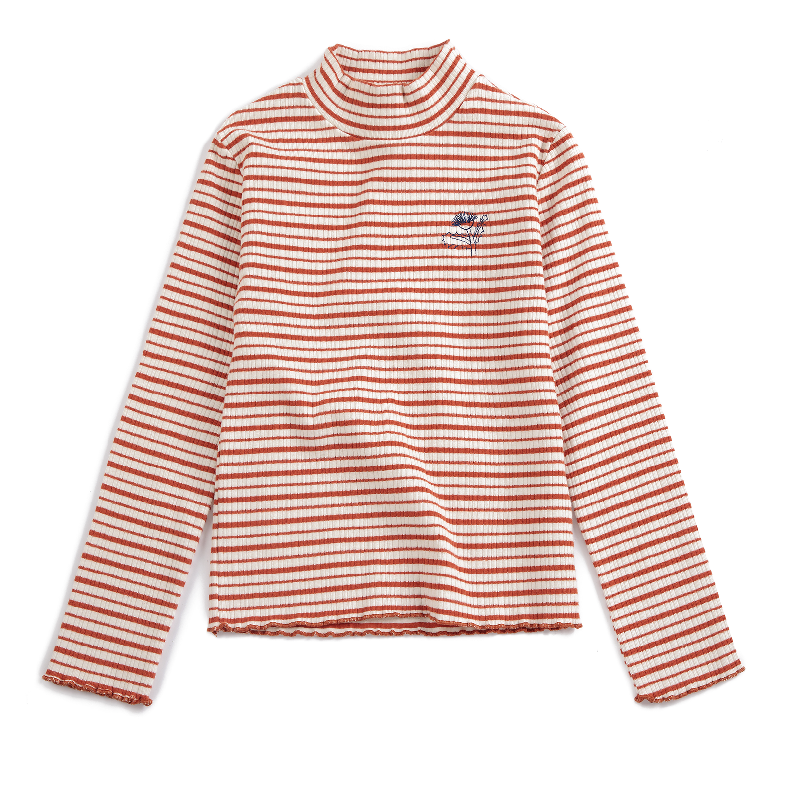 Energy Flower Stripes Turtle Neck T-Shirt