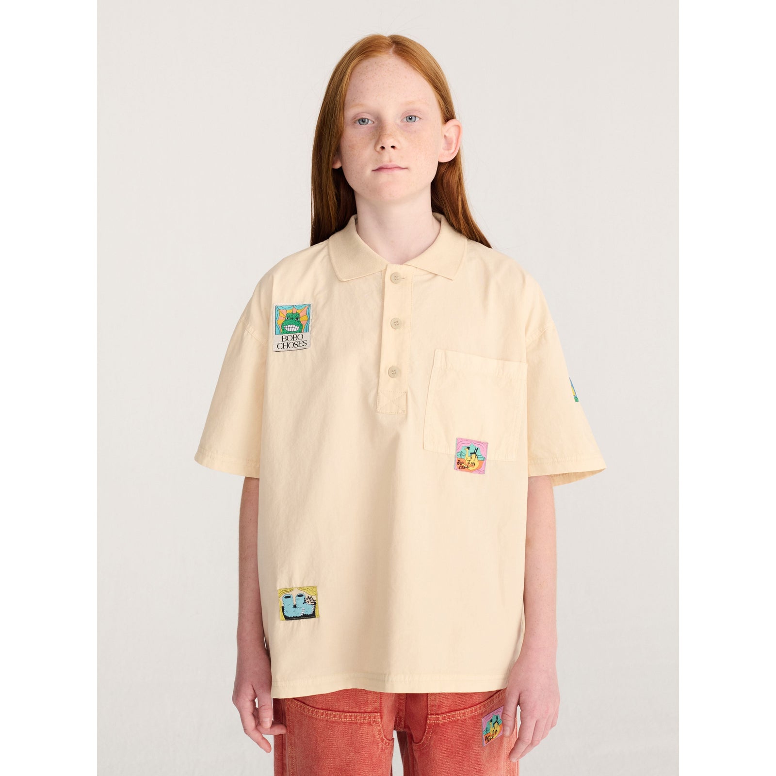 Bobo Choses Bobo Labelled Boxy Shirt, All About Monsters collection, view 5