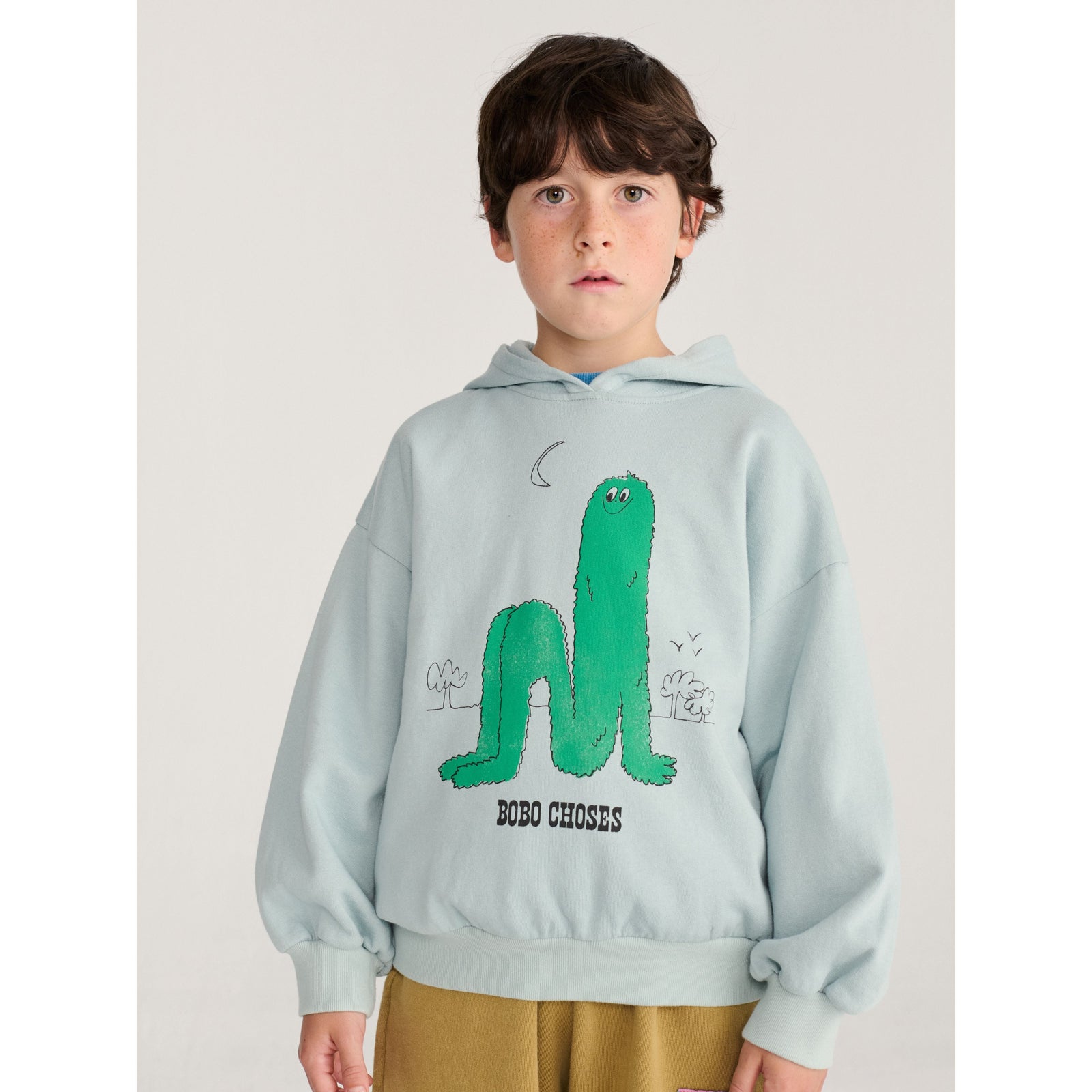 Bobo Choses Long Puff Hoodie, All About Monsters collection, view 3