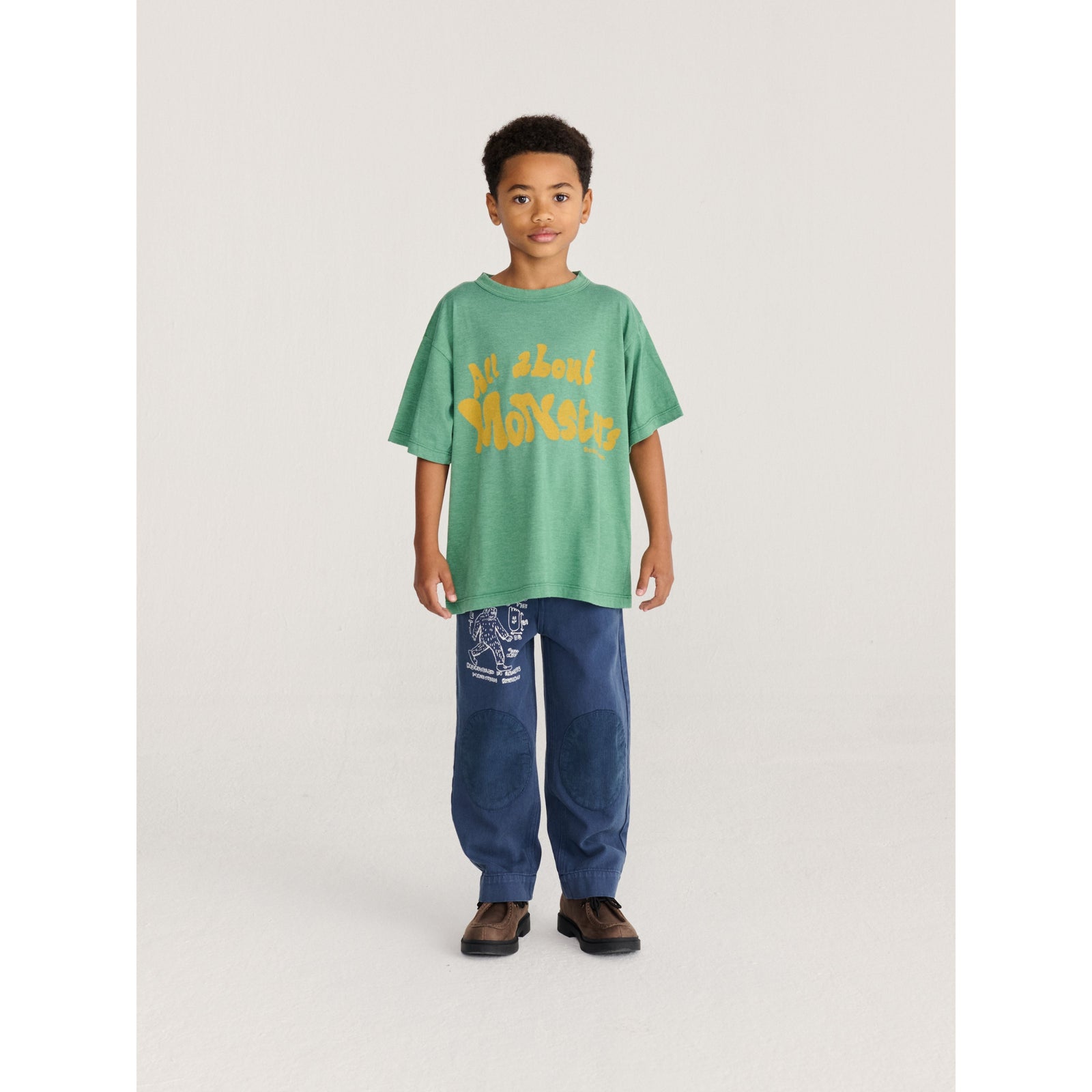 Bobo Choses Mr. Footish Knee Pads Woven Pants, All About Monsters collection, view 6