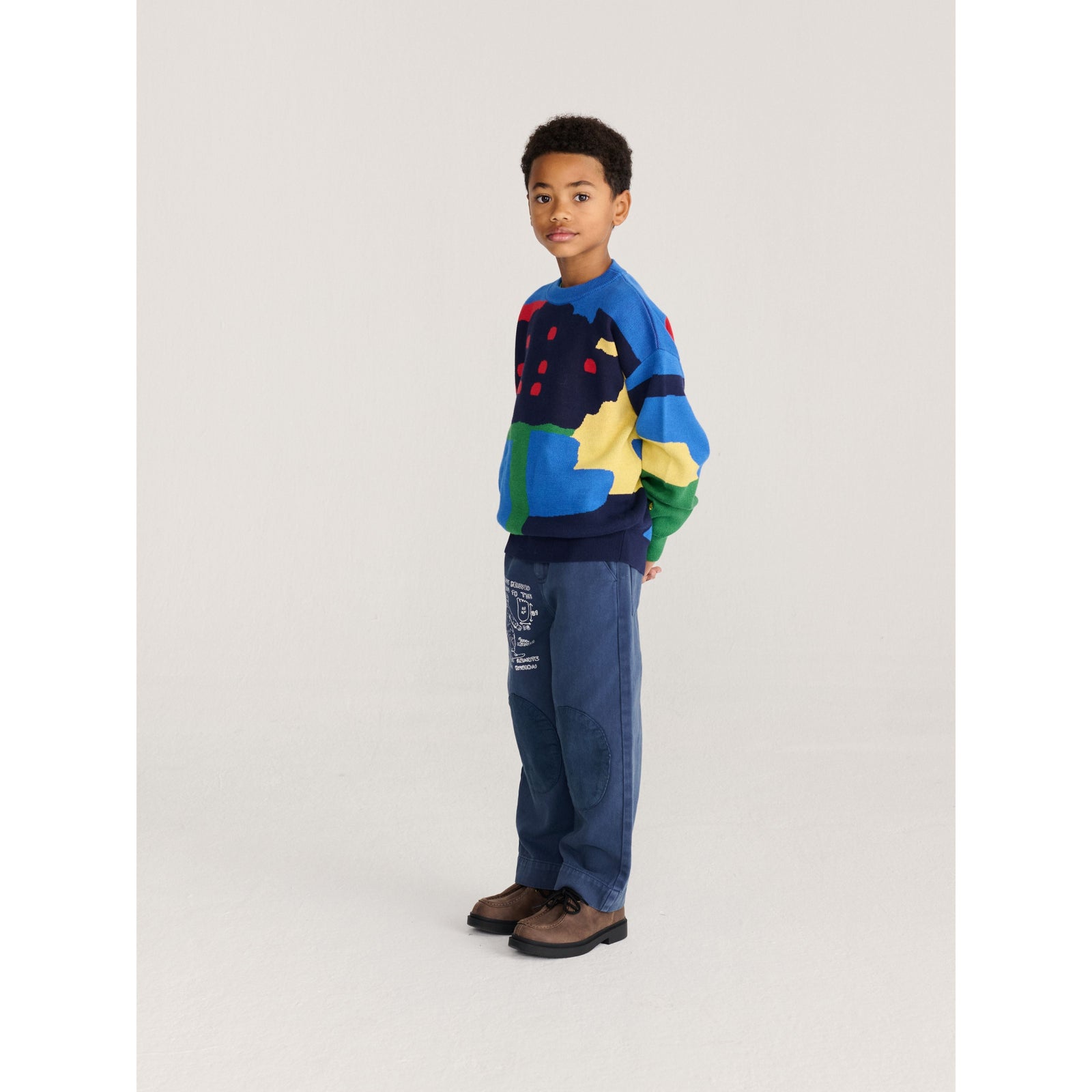 Bobo Choses Mr. Footish Knee Pads Woven Pants, All About Monsters collection, view 8