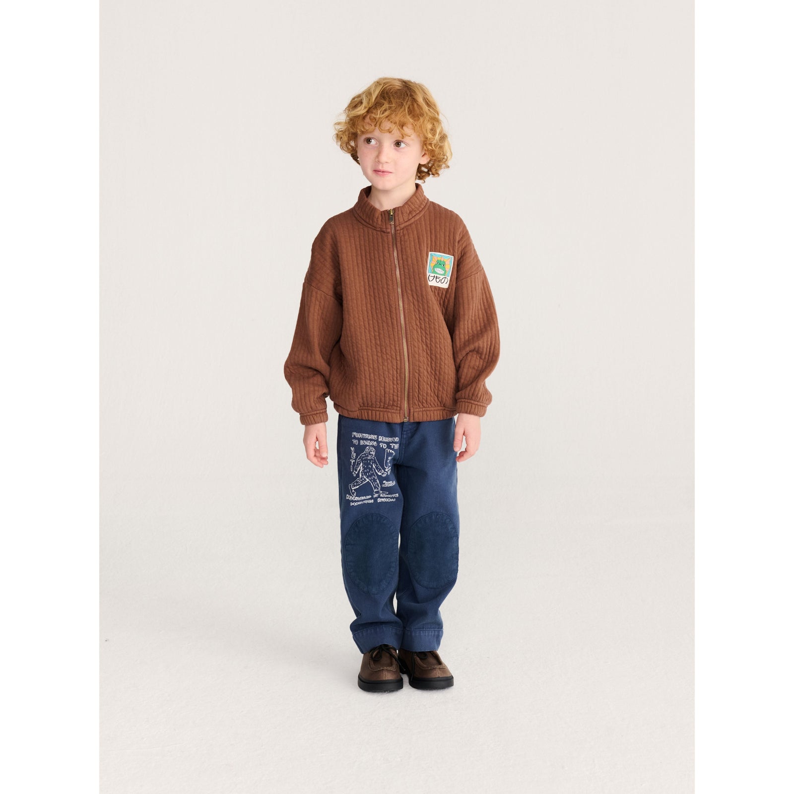 Bobo Choses Mr. Footish Knee Pads Woven Pants, All About Monsters collection, view 5