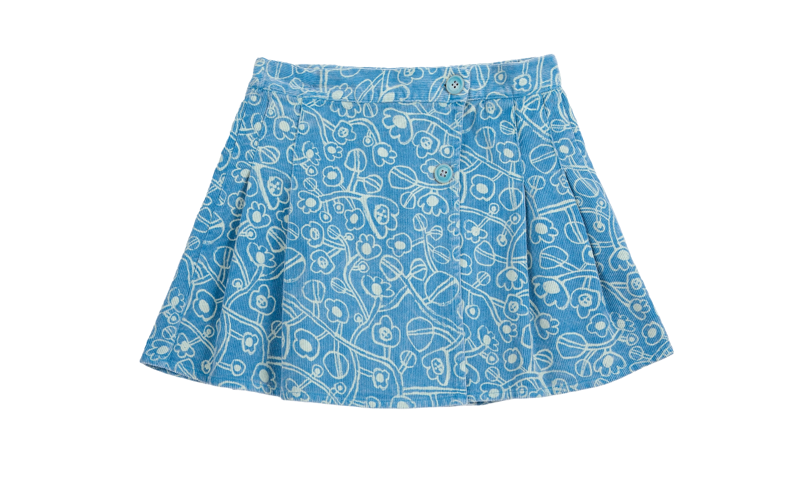 Sketchy Flowers All Over Corduroy Skirt